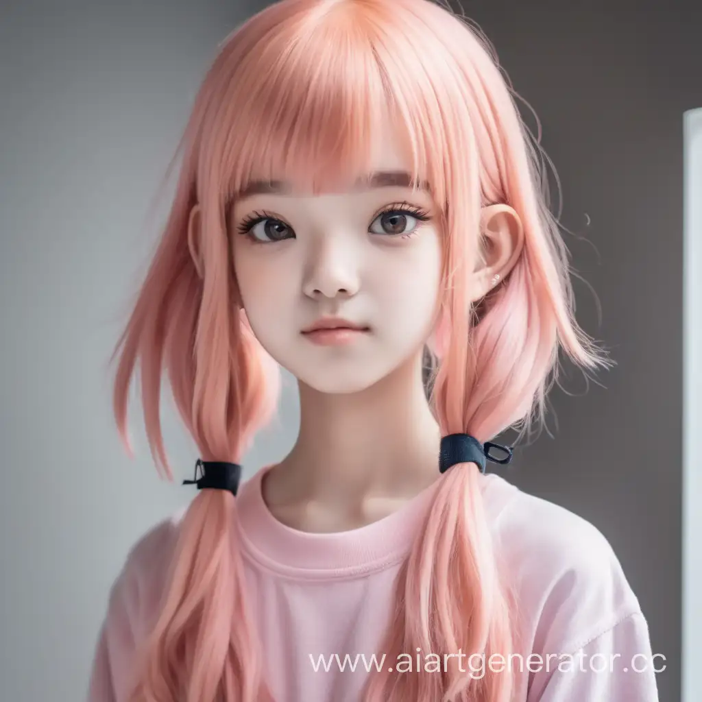 Девушка 15 лет ростом 157 сантиметров с розово персиковыми волосами