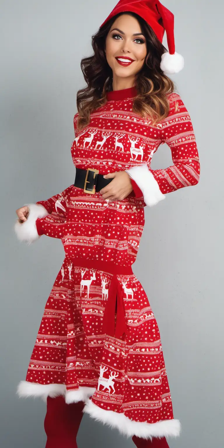 Stylish Woman in Sexy Christmas Outfit