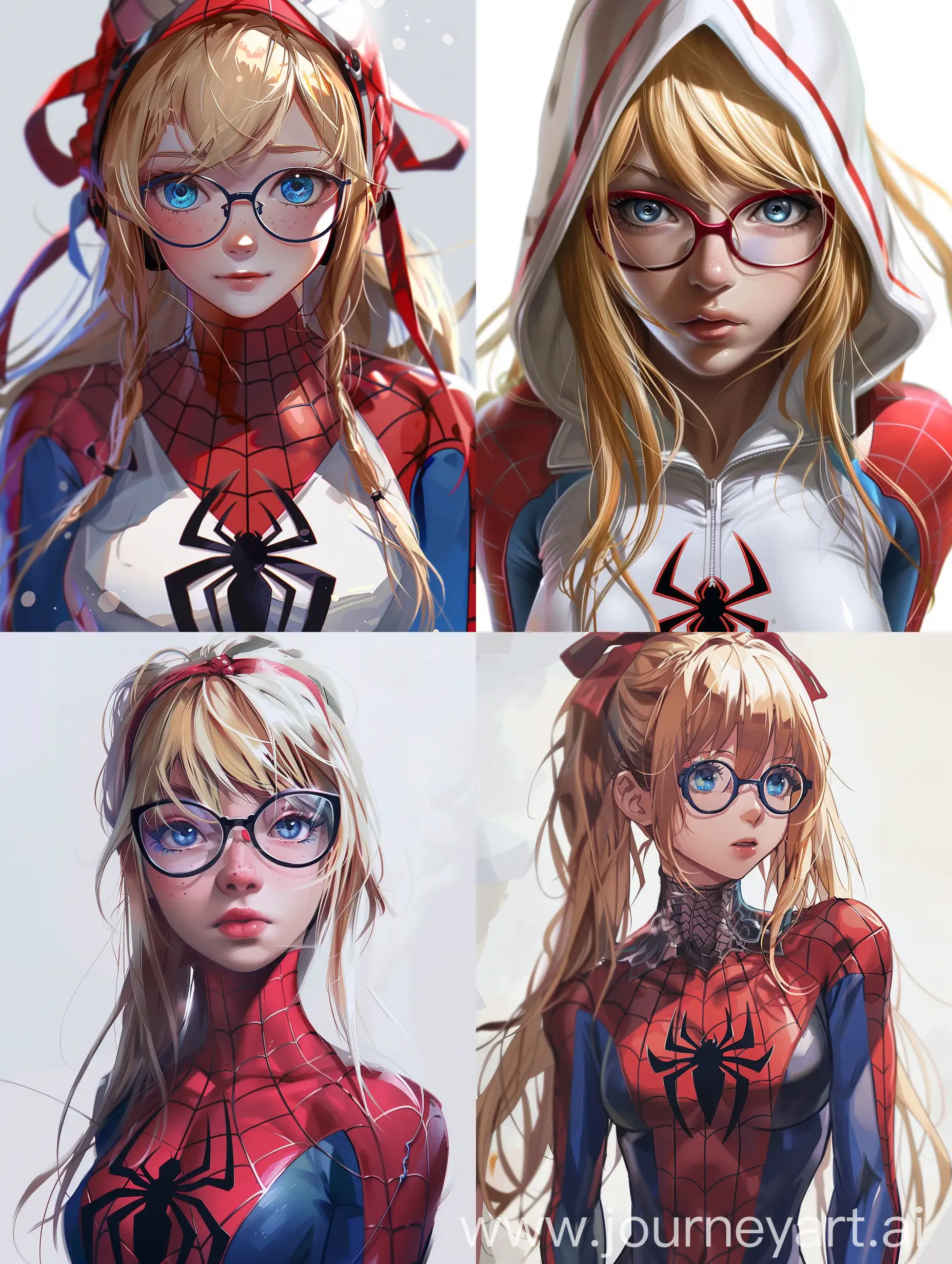 Stunning-Blonde-Anime-Girl-in-SpiderGwen-Suit-with-Glasses