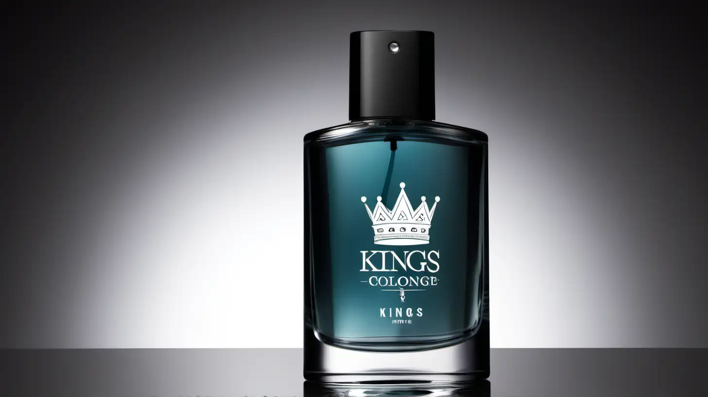 Modern and masculine looking packaging for a mens cologne bottle, the brand is Kings Cologne