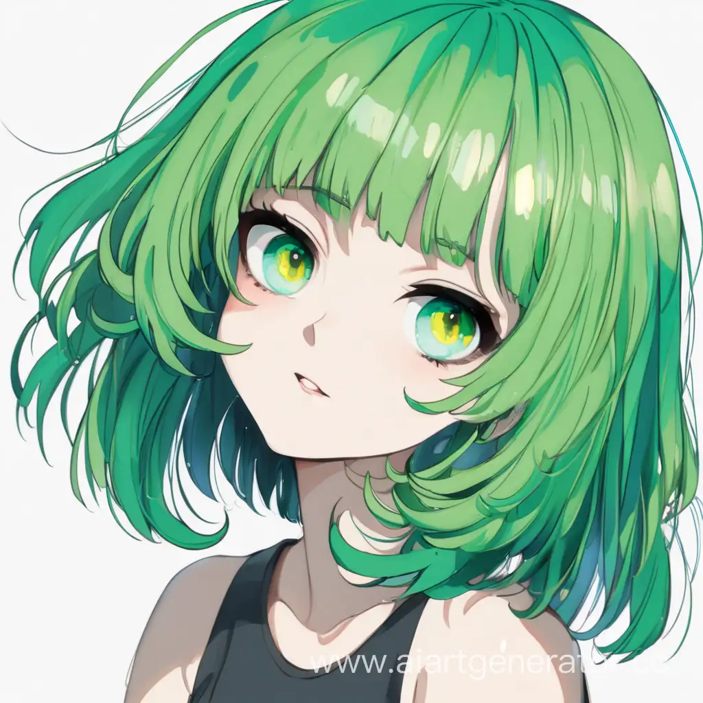 девушка с зелёными волосами