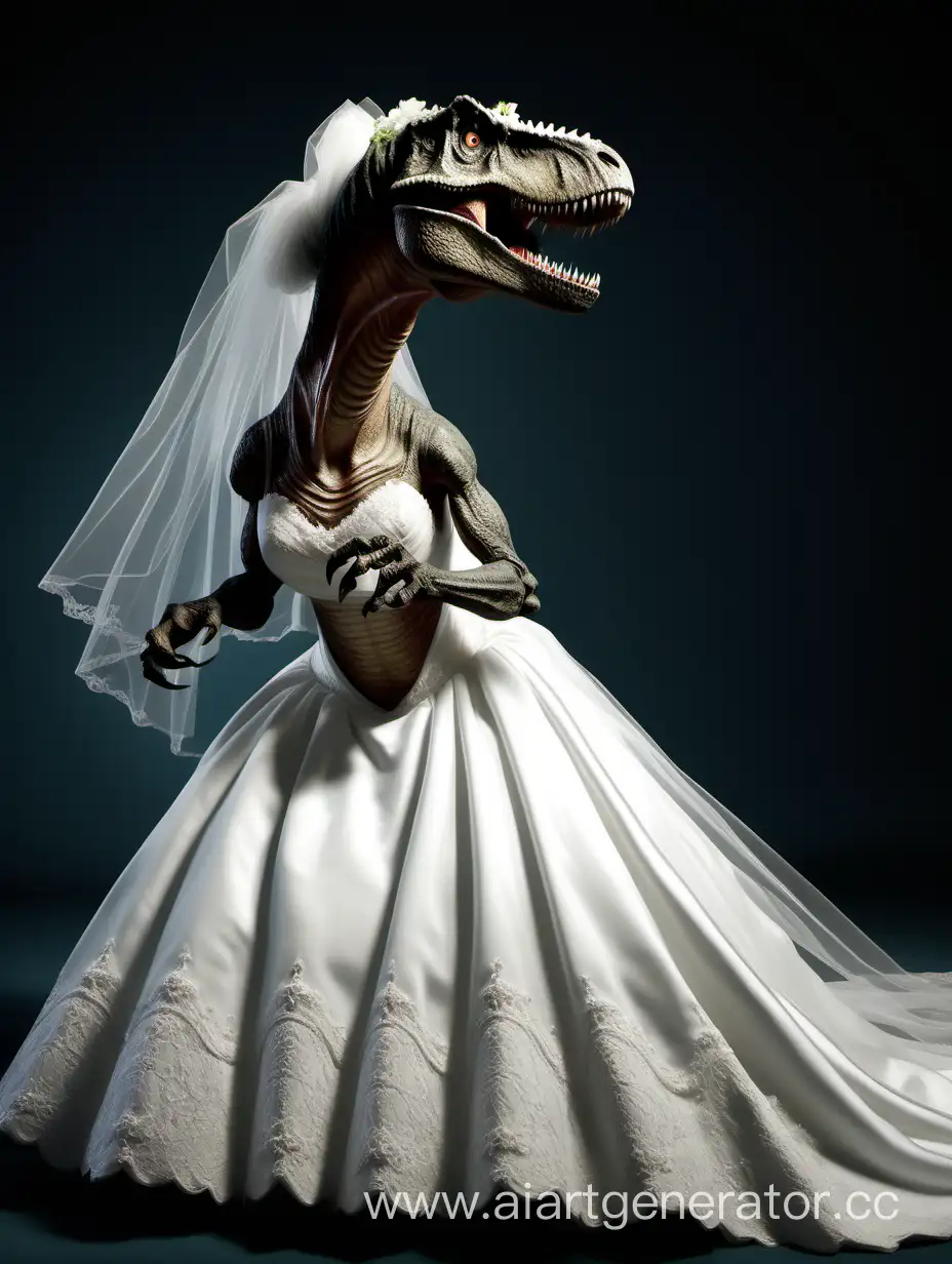 Playful-Tyrannosaur-Elegantly-Dressed-for-a-Wedding-Celebration