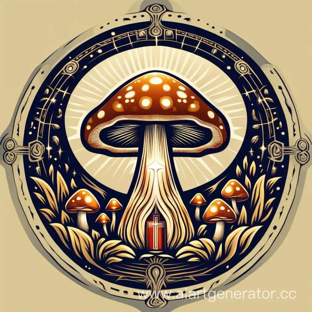 священный гриб изображенный в стиле христианской иконы