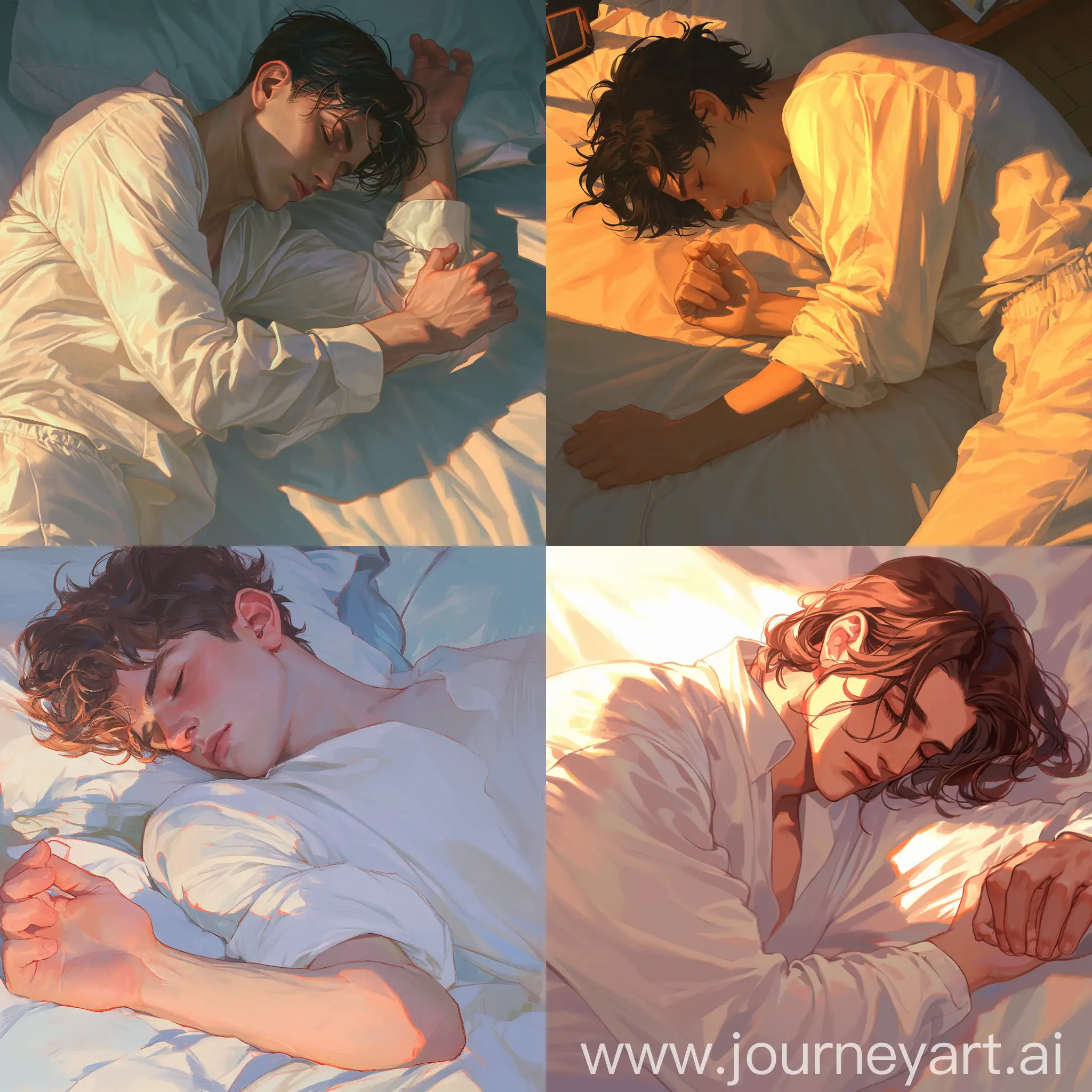 Tranquil-Sleep-Young-Man-Rests-Peacefully-in-White-Attire