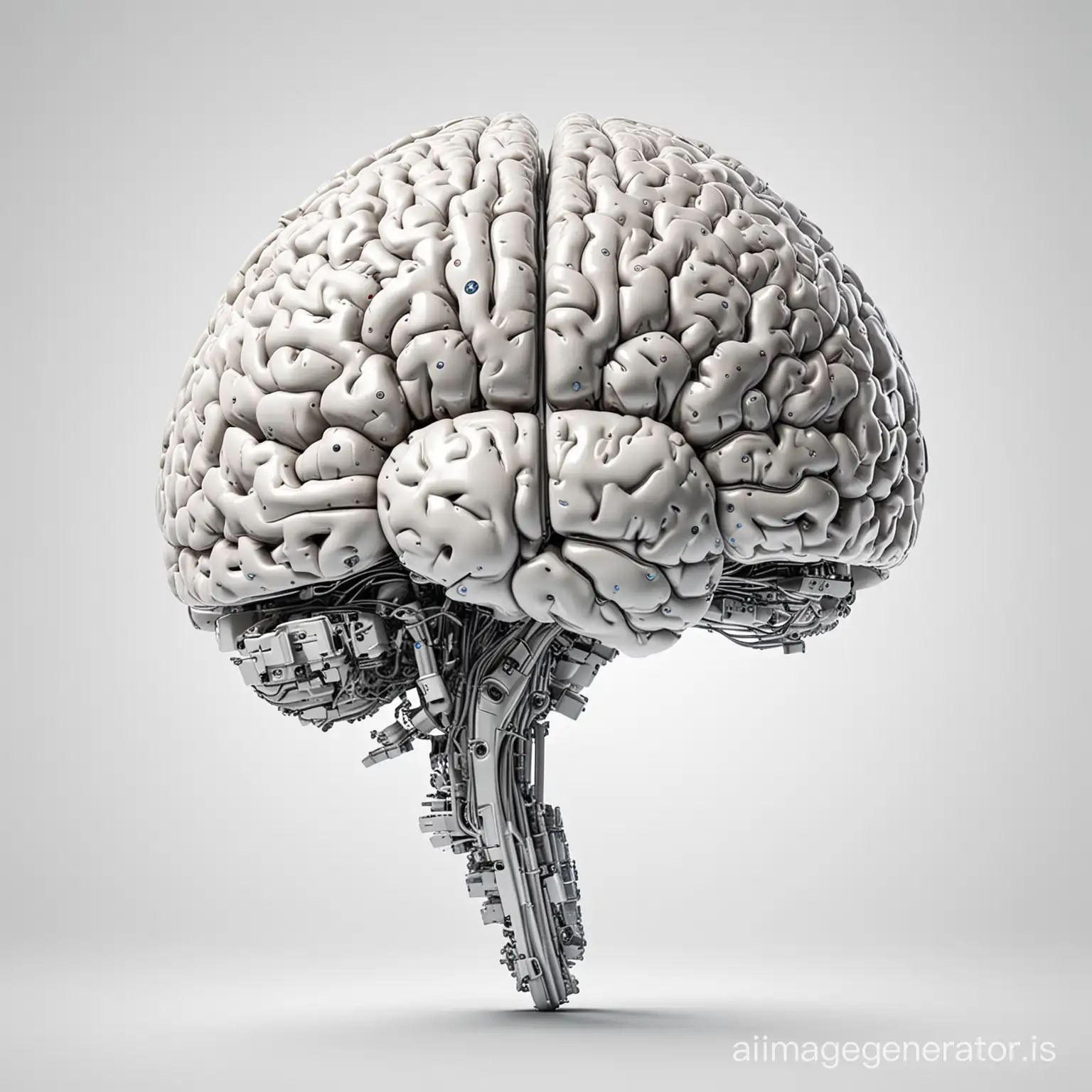 Artificial Intelligence The Human Brain Illuminated on White Background ...