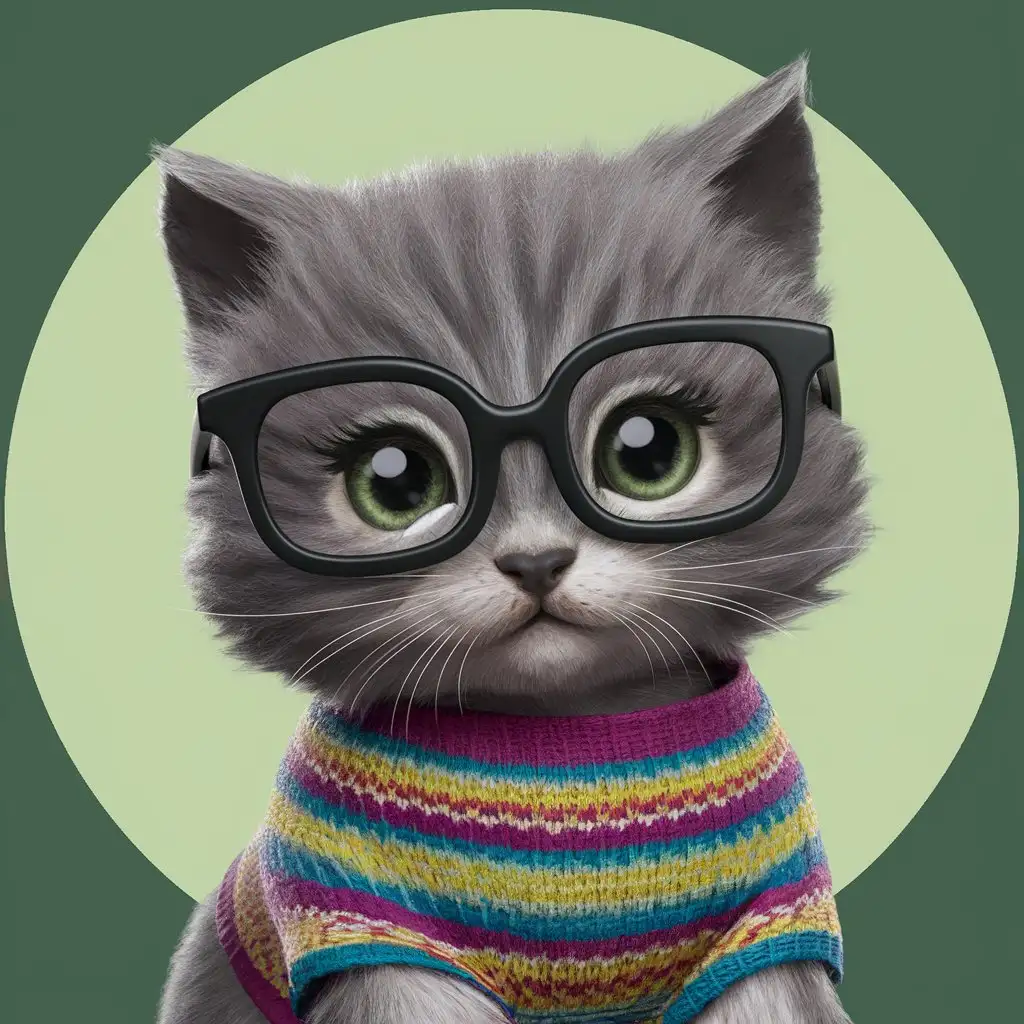 Adorable-3D-Meme-Kitten-Wearing-Stylish-TShirt-and-Glasses