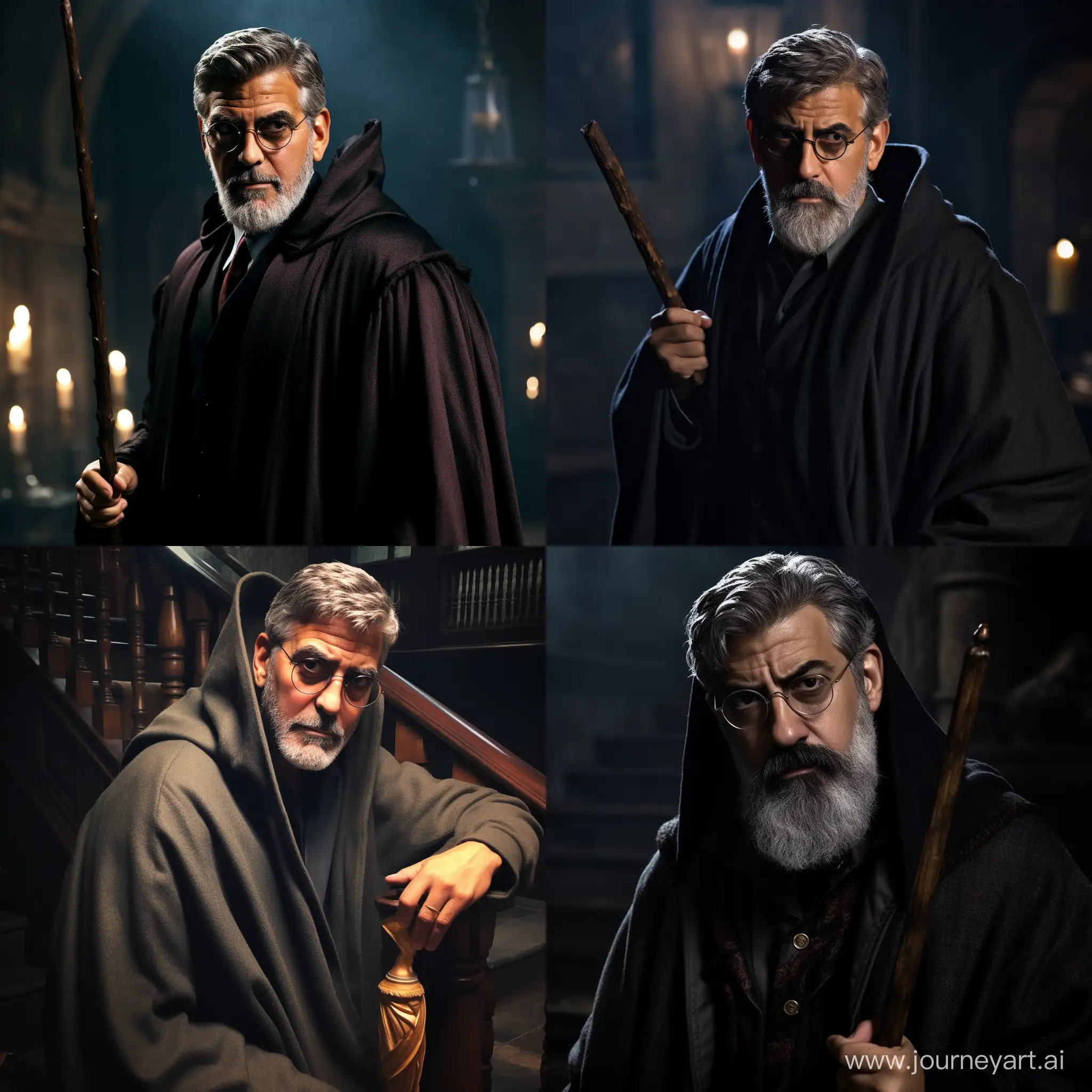 George Clooney dressed up as Harry Potter