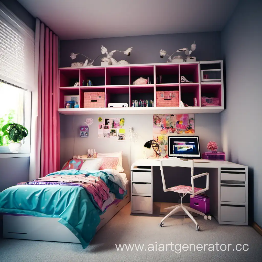 Vibrant-Teenagers-Room-Decorated-with-Posters-and-Skateboards