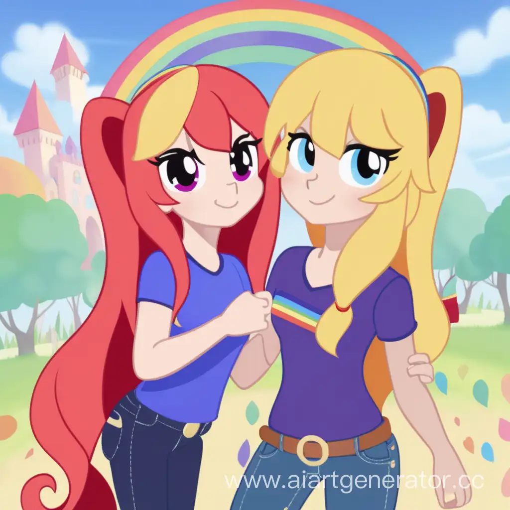 Lina-and-Marcy-Riding-Rainbow-Ponies-Through-Enchanted-Meadows
