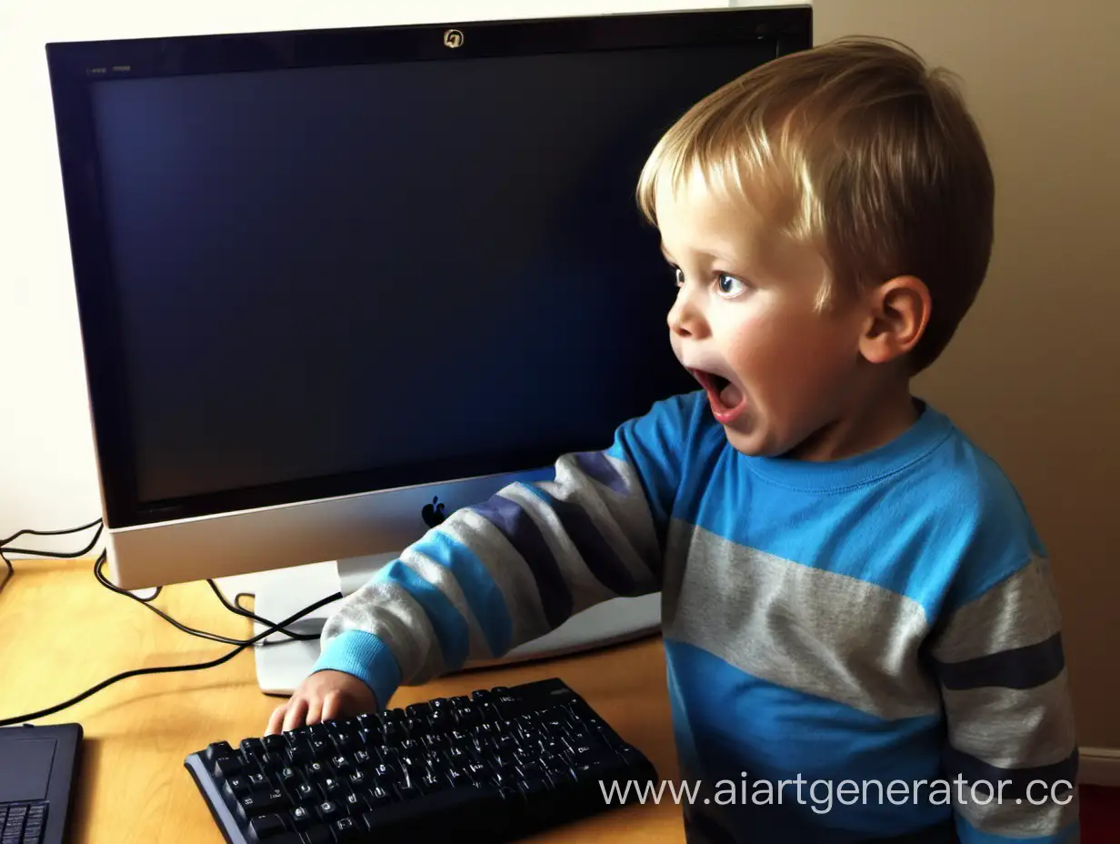 маленький мальчик 4 года познал что такое компьютер видно экран компьютером