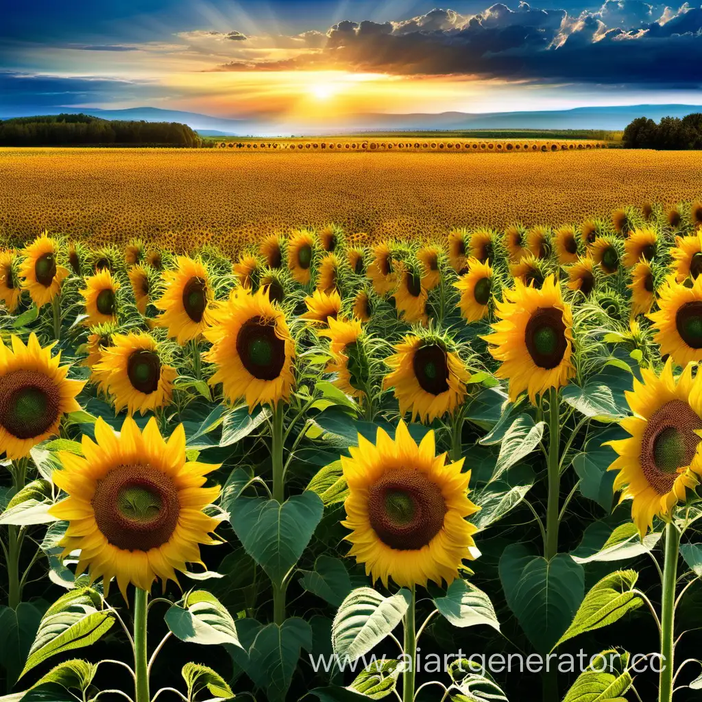 Vibrant-Sunflower-Field-Bathed-in-Golden-Sunlight