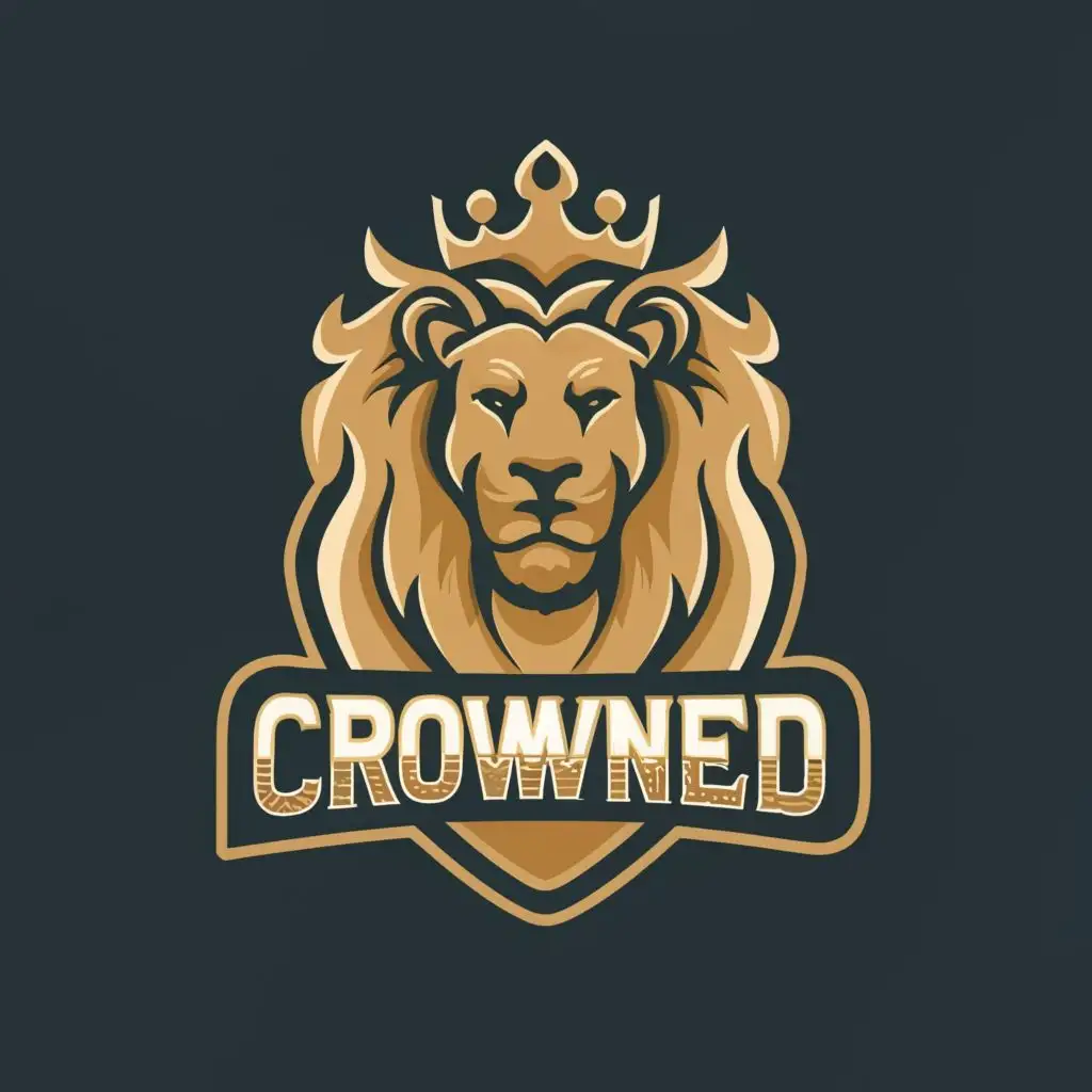 logo, A lion that is wearing a crown, with the text "Crowned", typography, be used in Sports Fitness industry