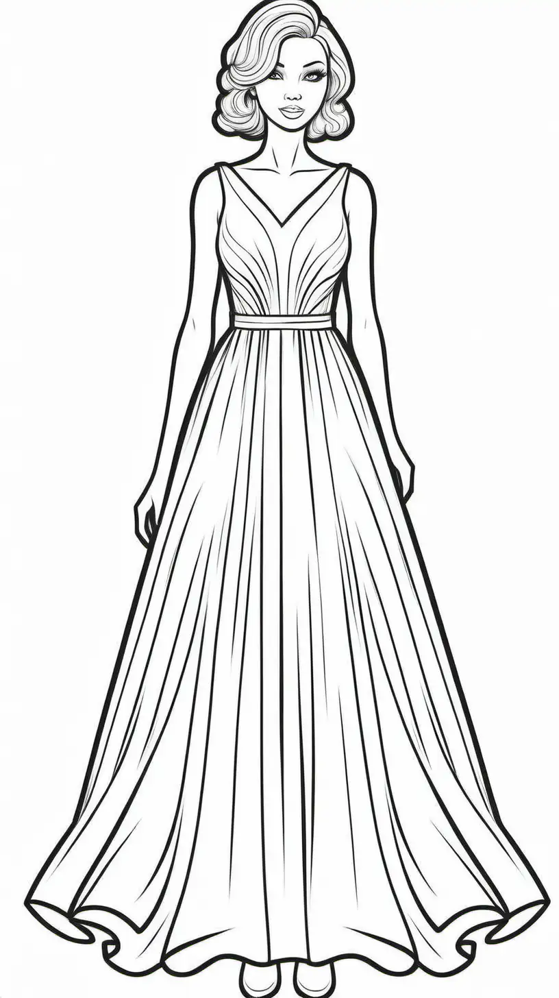Fashionable Gown and Stylish Shoes Coloring Page