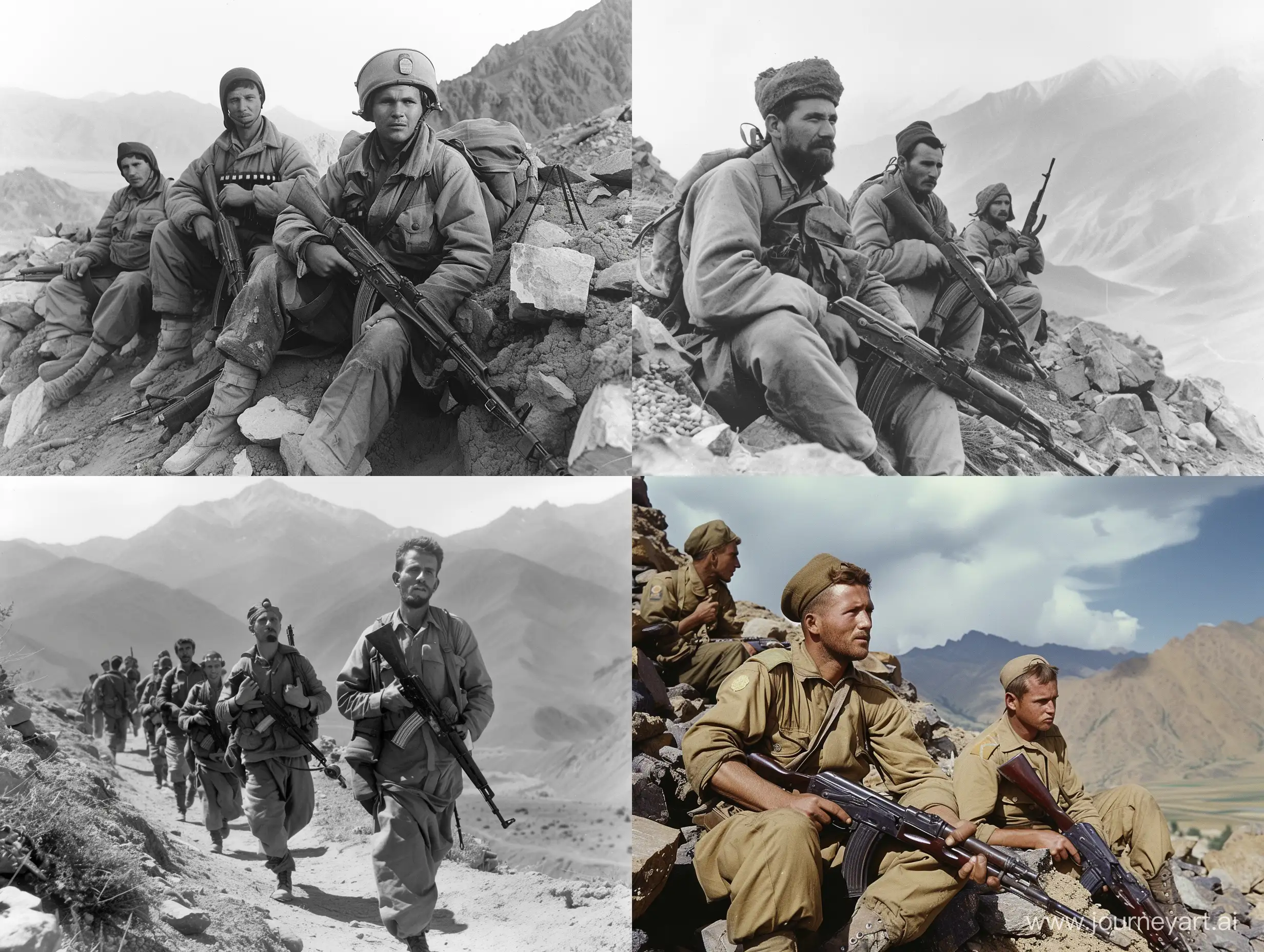 Soviet-Soldiers-in-Afghanistan-Historical-War-Photograph-with-Vintage-Aspect-Ratio