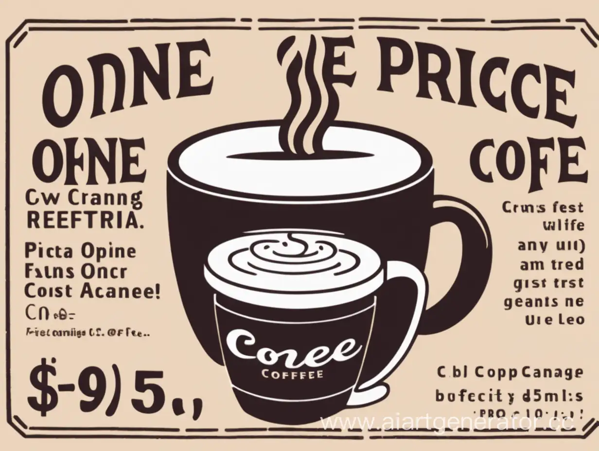 реклама кофейни с названием One Price Coffee

