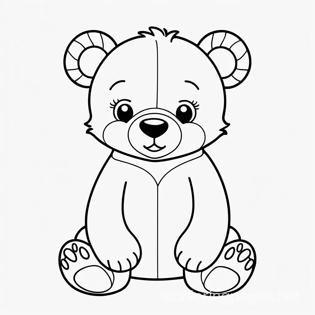 cute baby bear front view whole body, Coloring Page, black and white, line art, white background, Simplicity, Ample White Space. The background of the coloring page is plain white to make it easy for young children to color within the lines. The outlines of all the subjects are easy to distinguish, making it simple for kids to color without too much difficulty