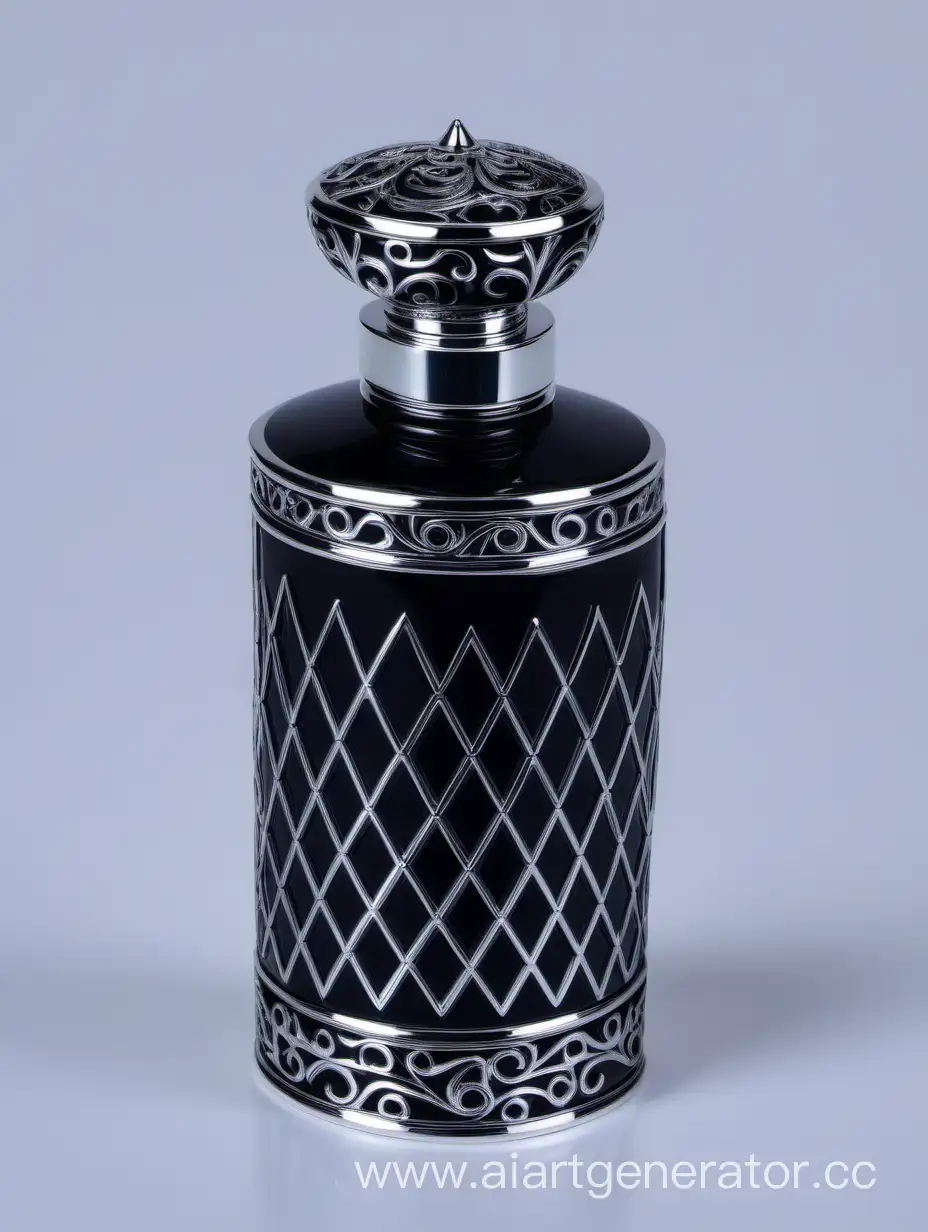 Zamac-Perfume-Ornamental-Black-and-Turquoise-DoubleHeight-Bottle-with-Stylish-Silver-Lines