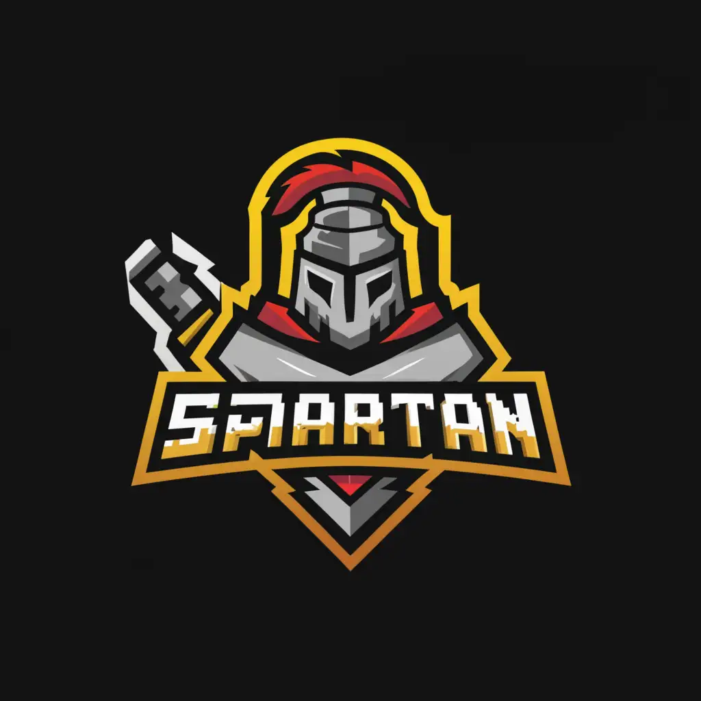 a logo design,with the text "Spartan", main symbol:2d logo minecraft,Moderate,clear background