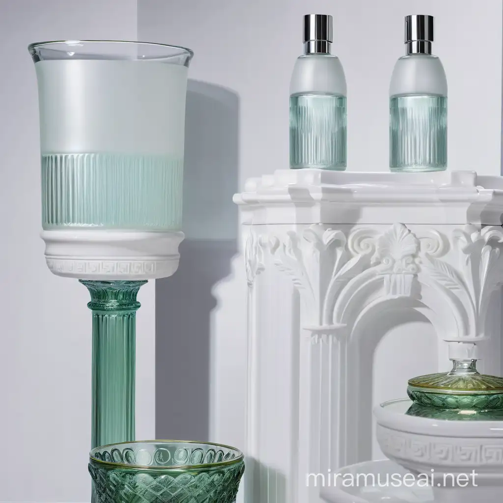 Shampoo high-end specialty glass, beautiful Roman column design style, 500ML texture