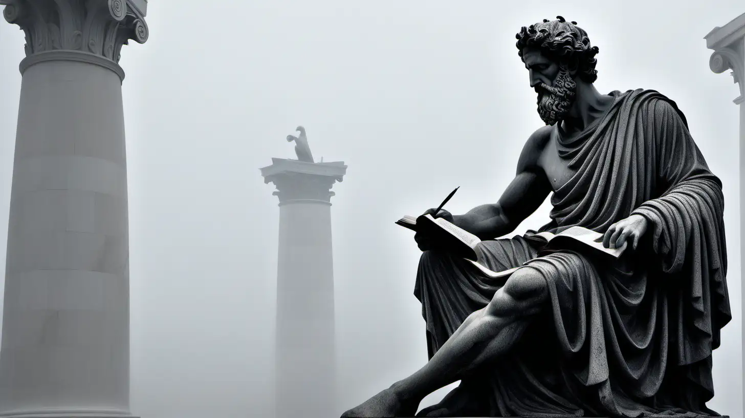 Stoic Wisdom Marcus Aurelius Statue in Contemplative Solitude
