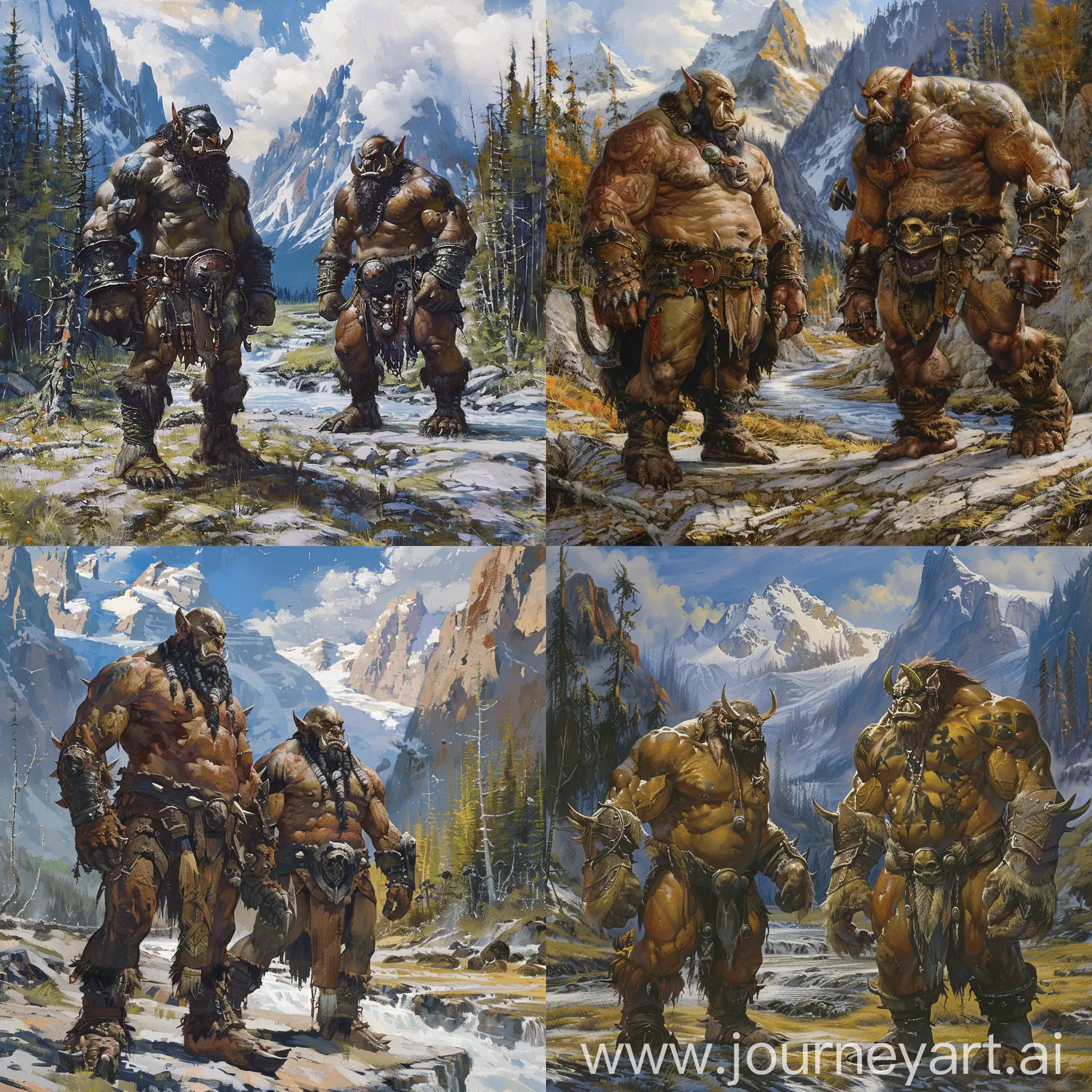 Muscular-Orcs-Inspecting-Hectare-in-Deep-Taiga-with-Mountain-River