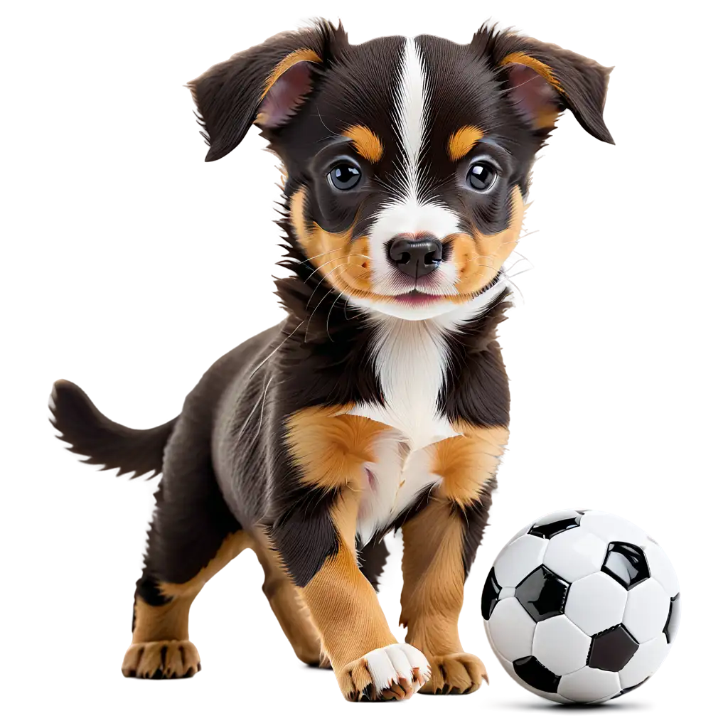 cute puppy playing soccer