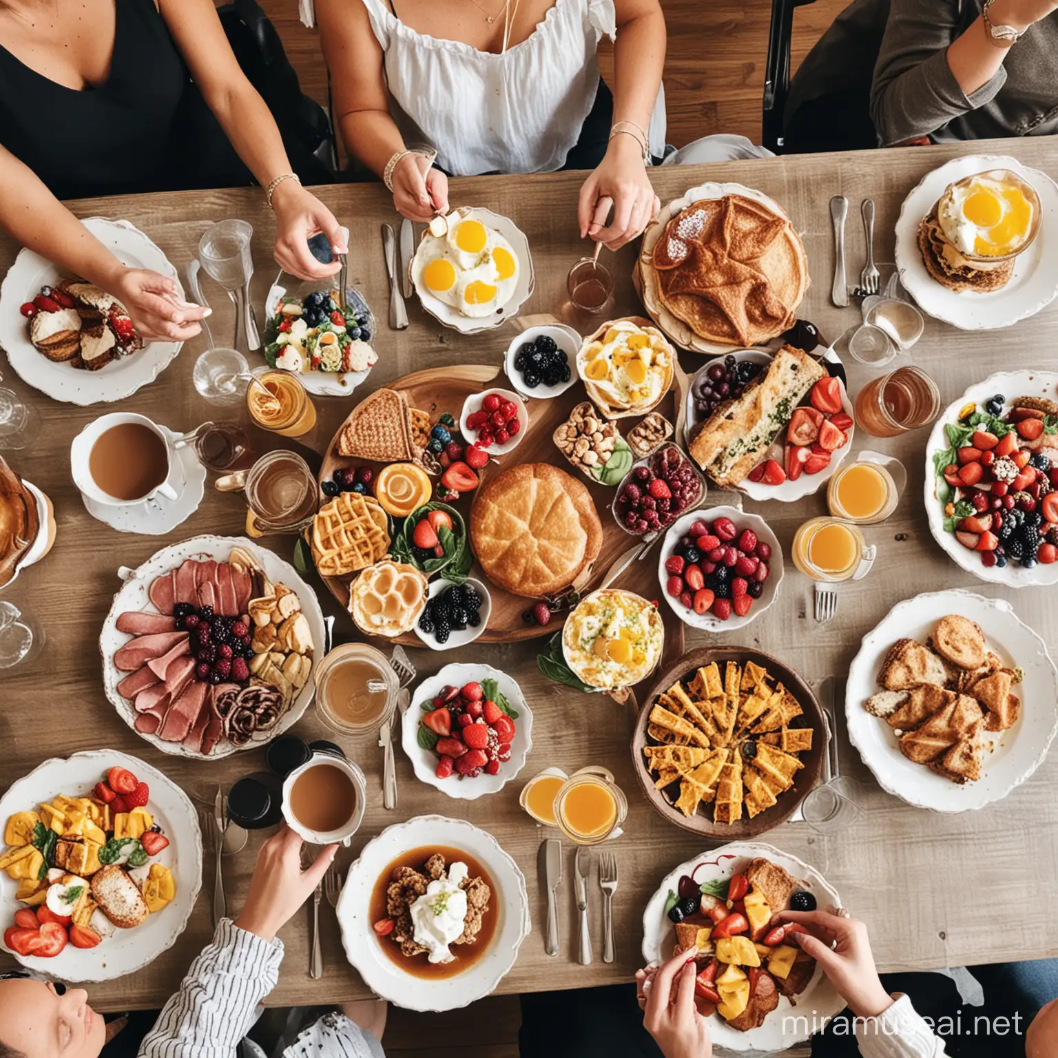 create an instagram post that will be paired with this caption 
"Cheers to Mom with a delicious Mother's Day brunch spread! 💐 Show her some love by taking her to one of these local restaurants! Tag your favorite brunch spot! #MothersDayBrunch"