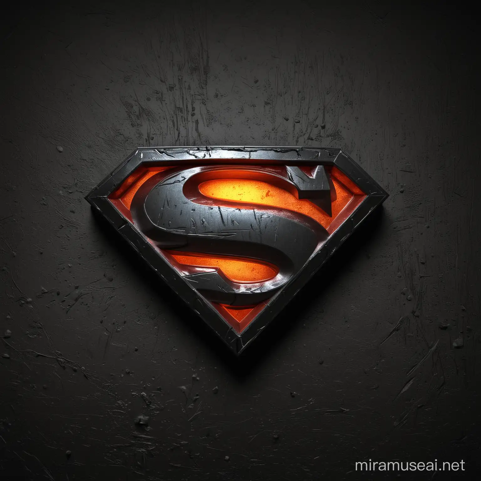 Эмблема как у Супермена или Бетмэна, только вместо "S" буква "П", мрачный фон, высокое качество текстуры, материал металл, неоновое свечение.