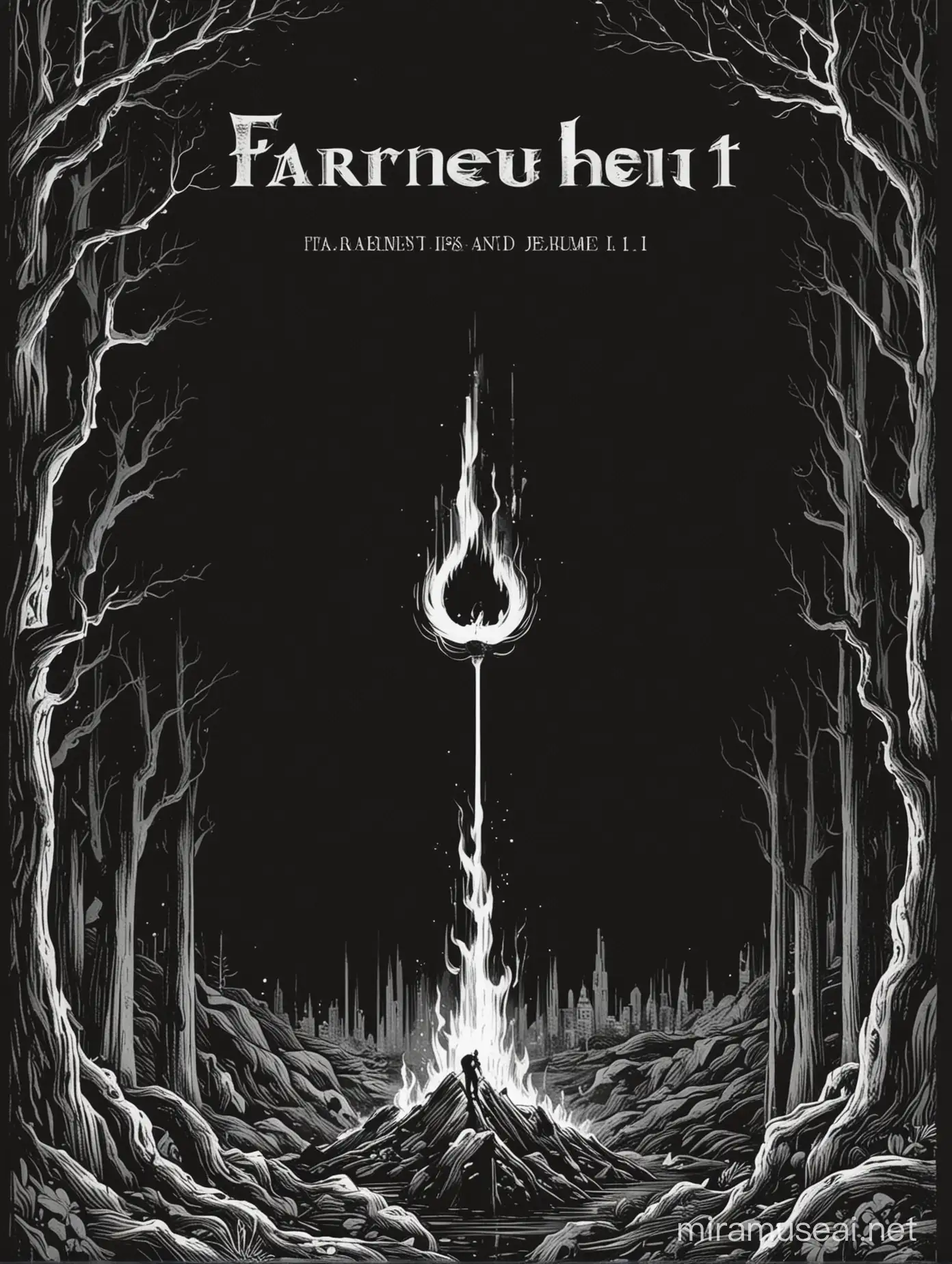 Classic Book Cover Fahrenheit 451 in Black and White with Clear Text