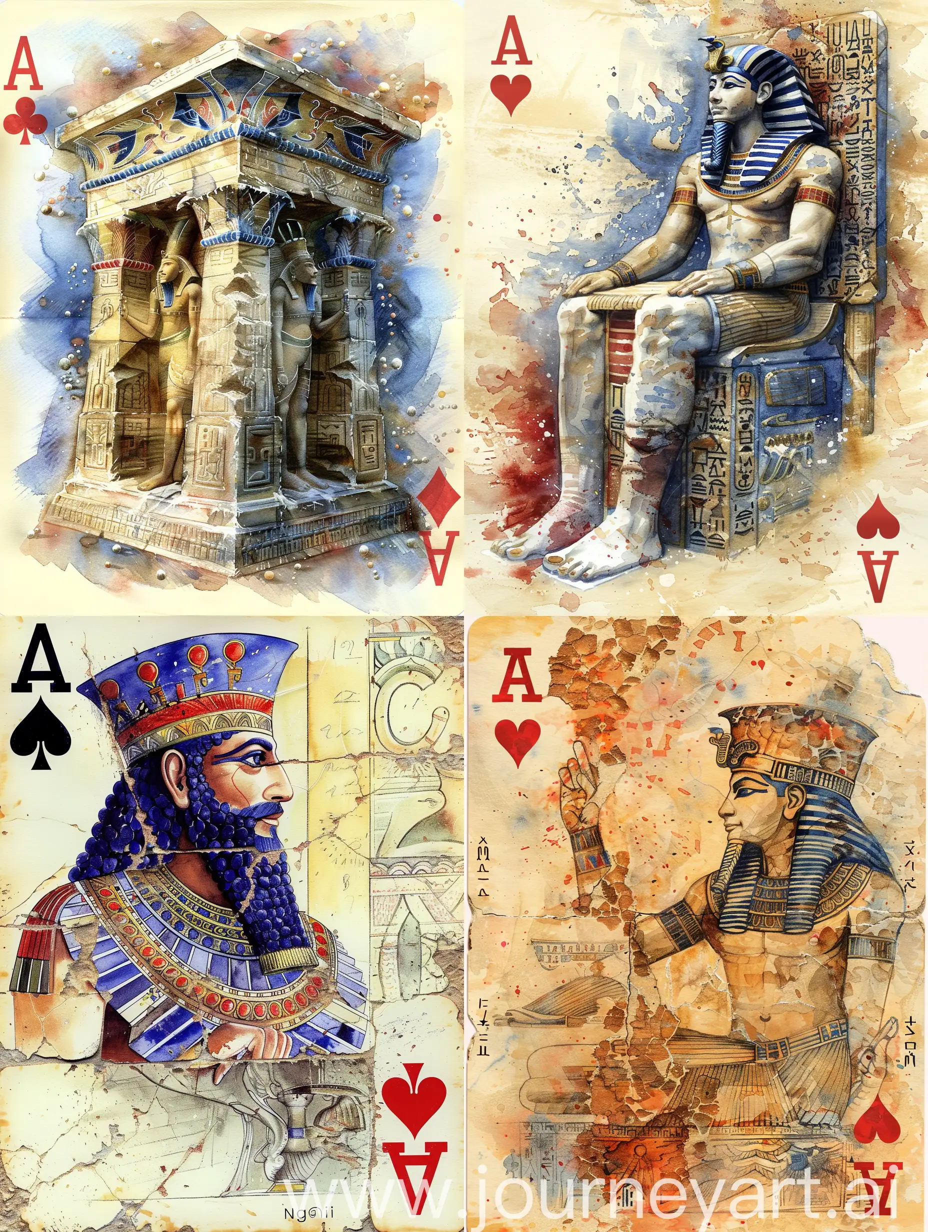 Ancient-Sumerian-Civilization-Playing-Card-Cover-Design-in-Victoria-Ngai-Watercolor-Style