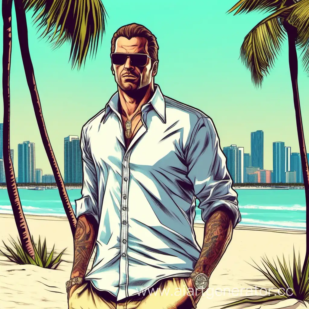 Stylish-White-Italian-enjoying-Miami-Beach-in-GTAinspired-Fashion