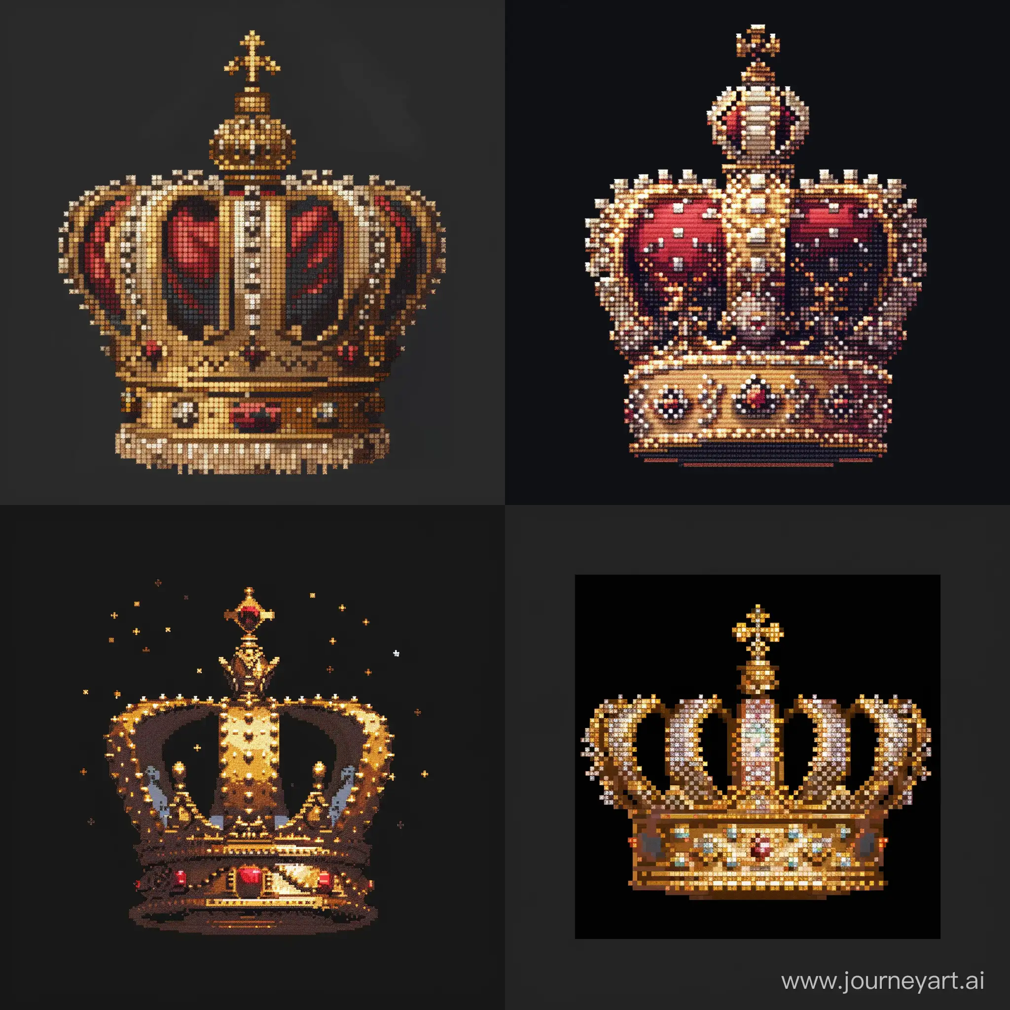 Black-Background-Crown-Pixel-Art-Royal-Emblem-32x32