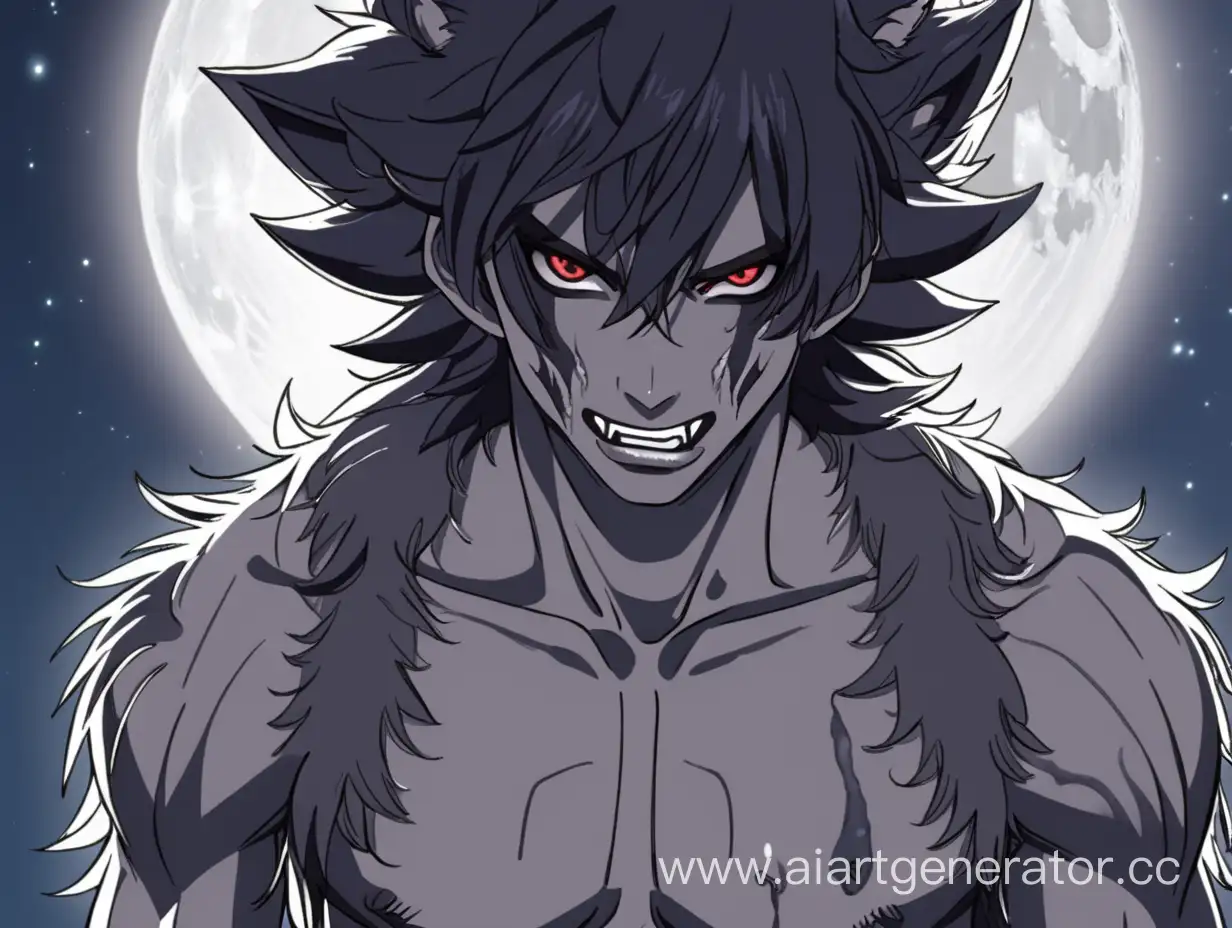 The sexy transformation of an anime boy into a werewolf