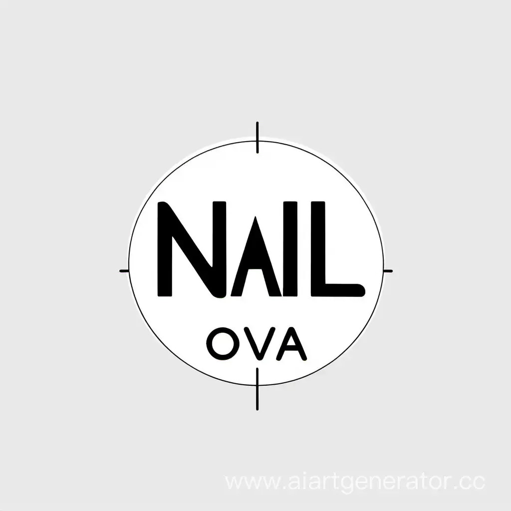 Logo with the word "Nail.Ova". In a minimalist style. Thin black font on a white background