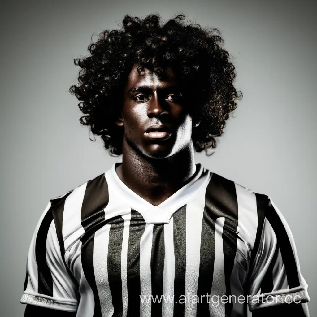 Dynamic-Black-Football-Player-with-Curly-Hair-in-Action
