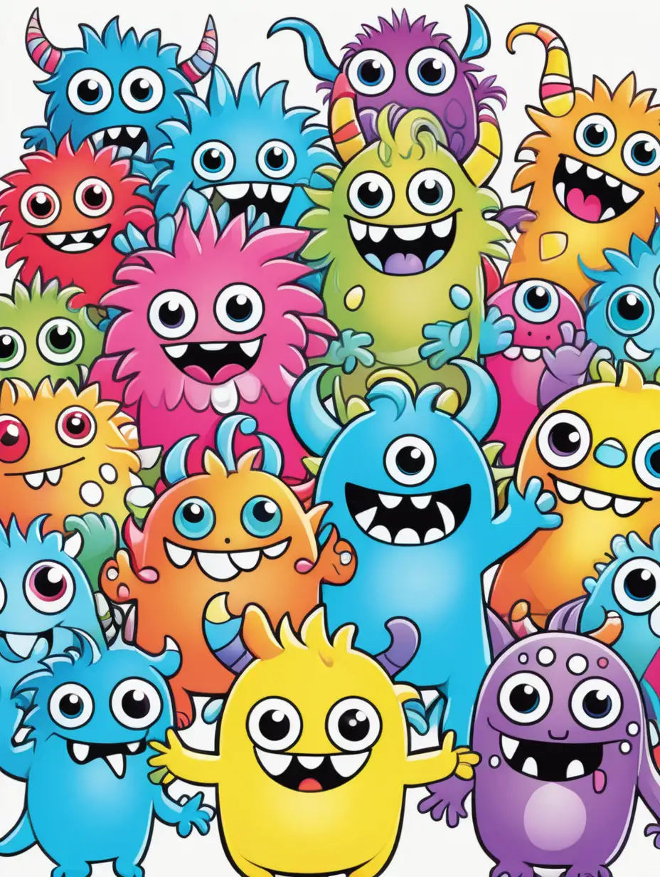 multicolored cover coloring book little baby monsters cute funny