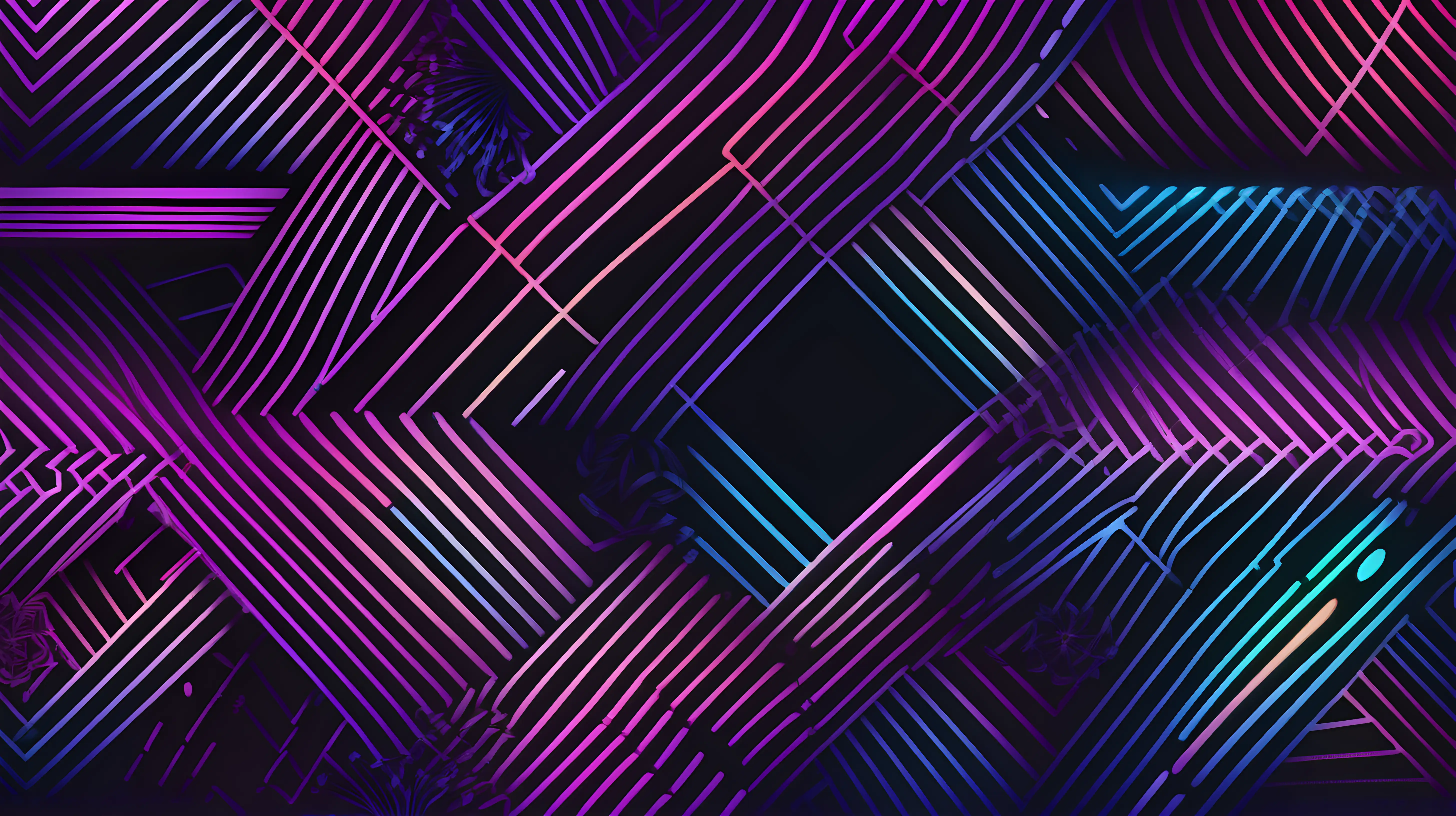 Dynamic Neon Geometric Patterns on Dark Background