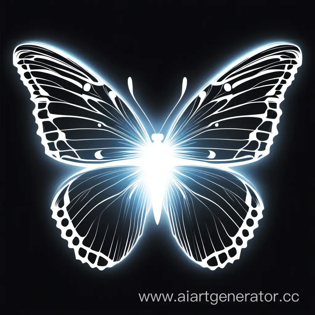 Ethereal-White-Butterfly-in-Enigmatic-Black-Art-Radiant-and-Glowing