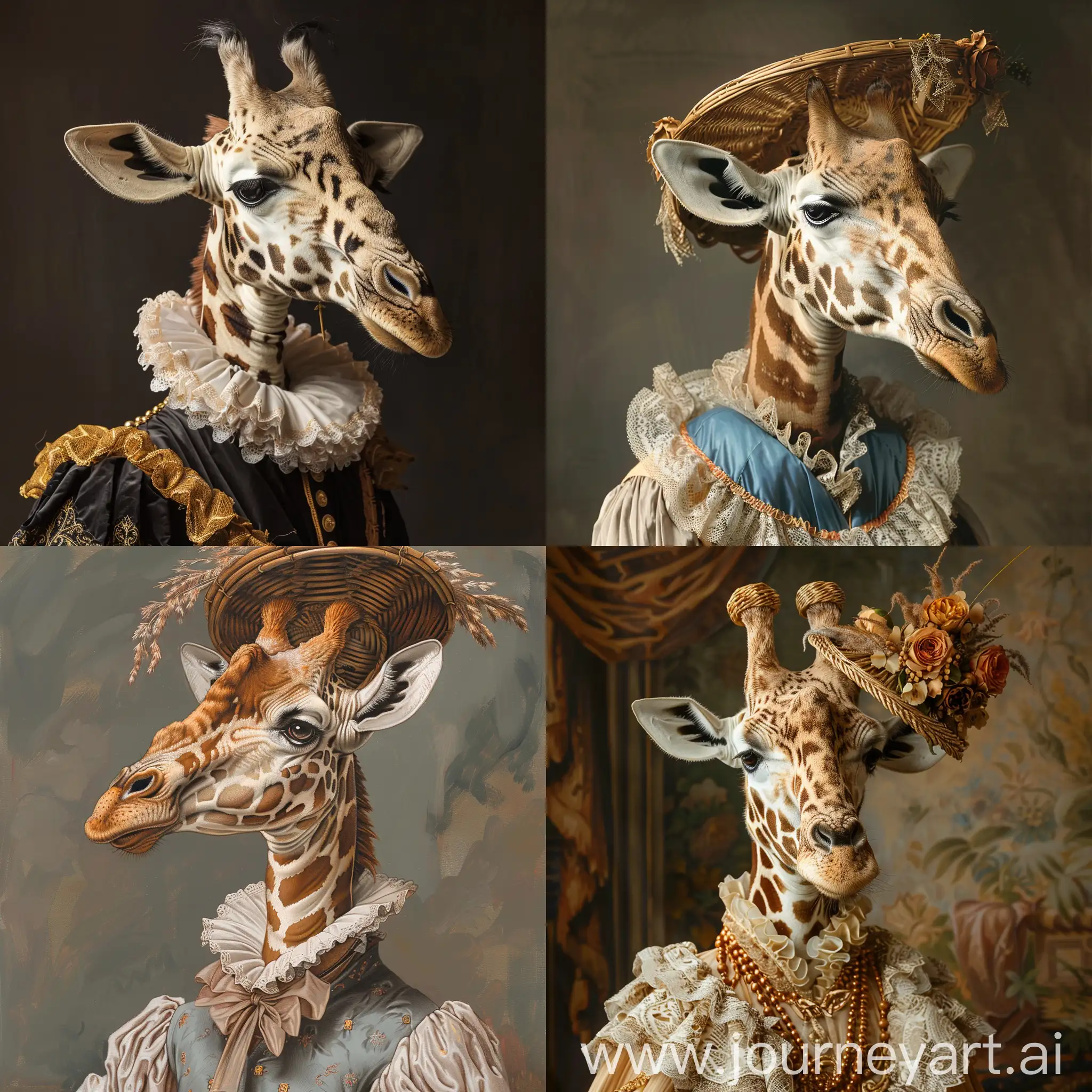 Graceful-Giraffe-in-BaroqueInspired-Costume-with-Cane-Hat