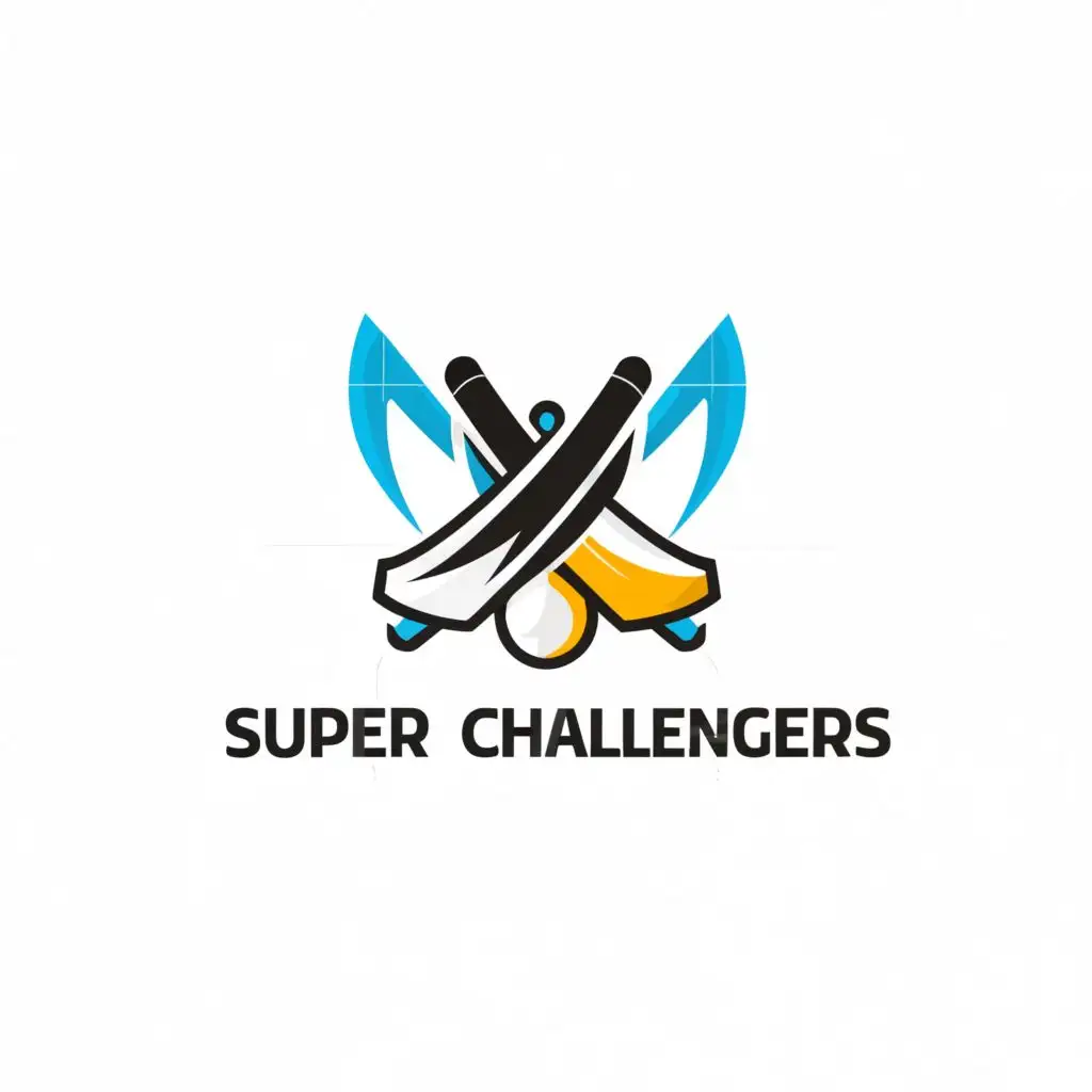 a logo design,with the text "SUPER CHALLENGERS", main symbol:Cricket batting,Minimalistic,be used in Sports Fitness industry,clear background