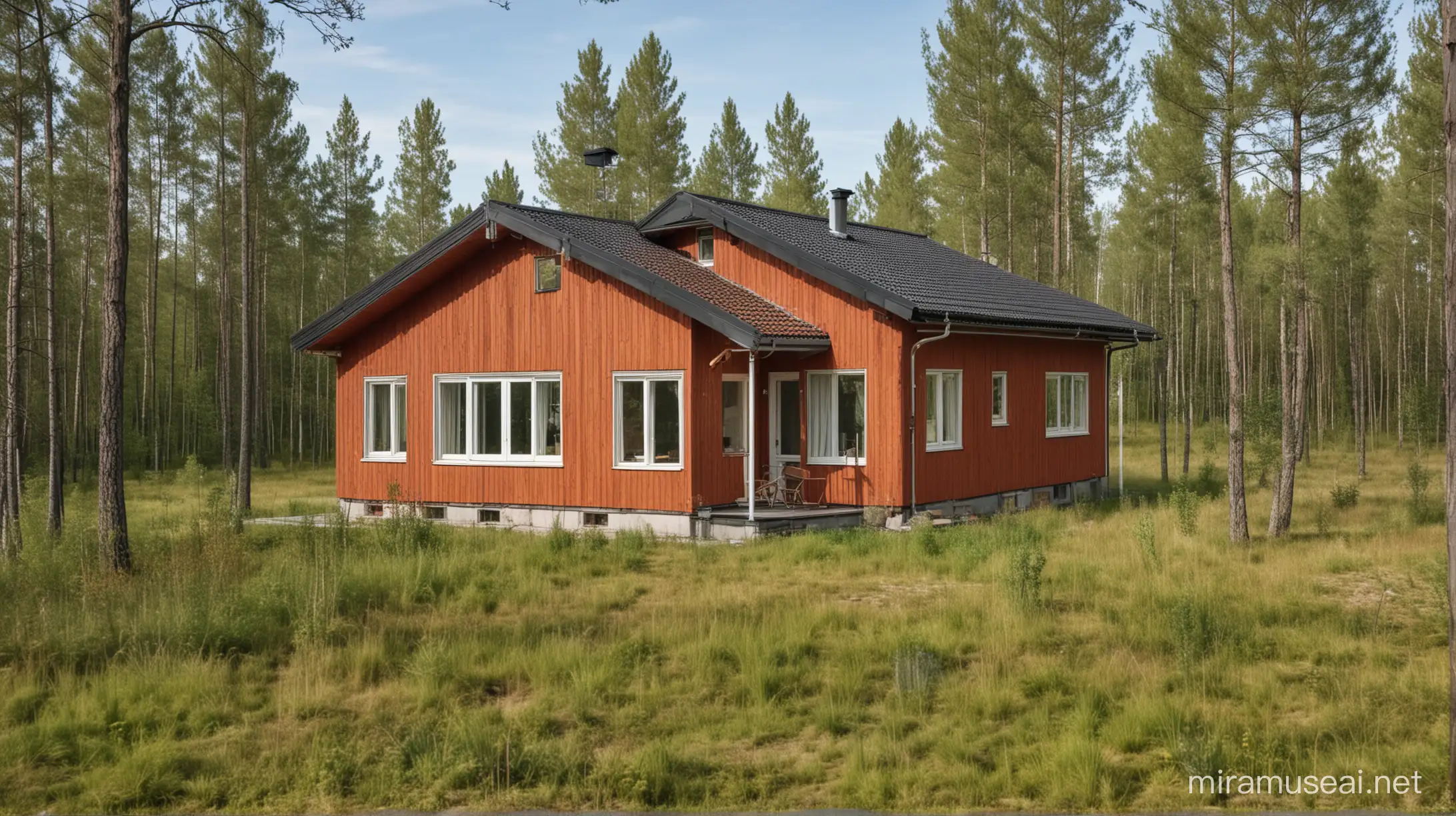 Charming Red Wooden SingleStorey House in Finnish Rural Landscape