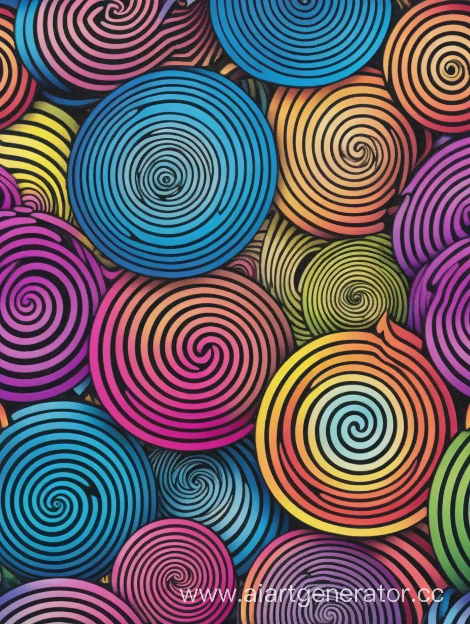 hypnotic style multi-color spirals