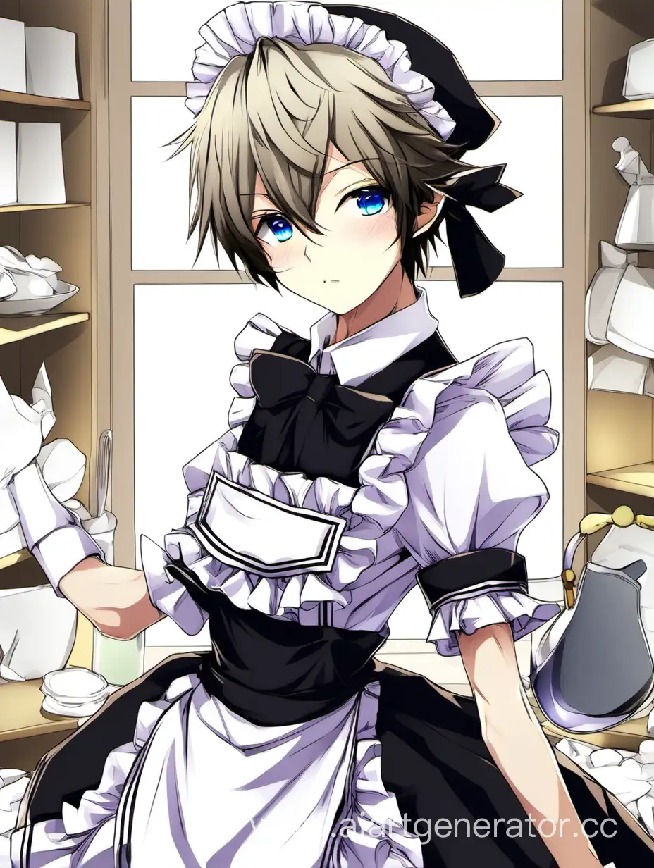 Anime boy in maid dress
