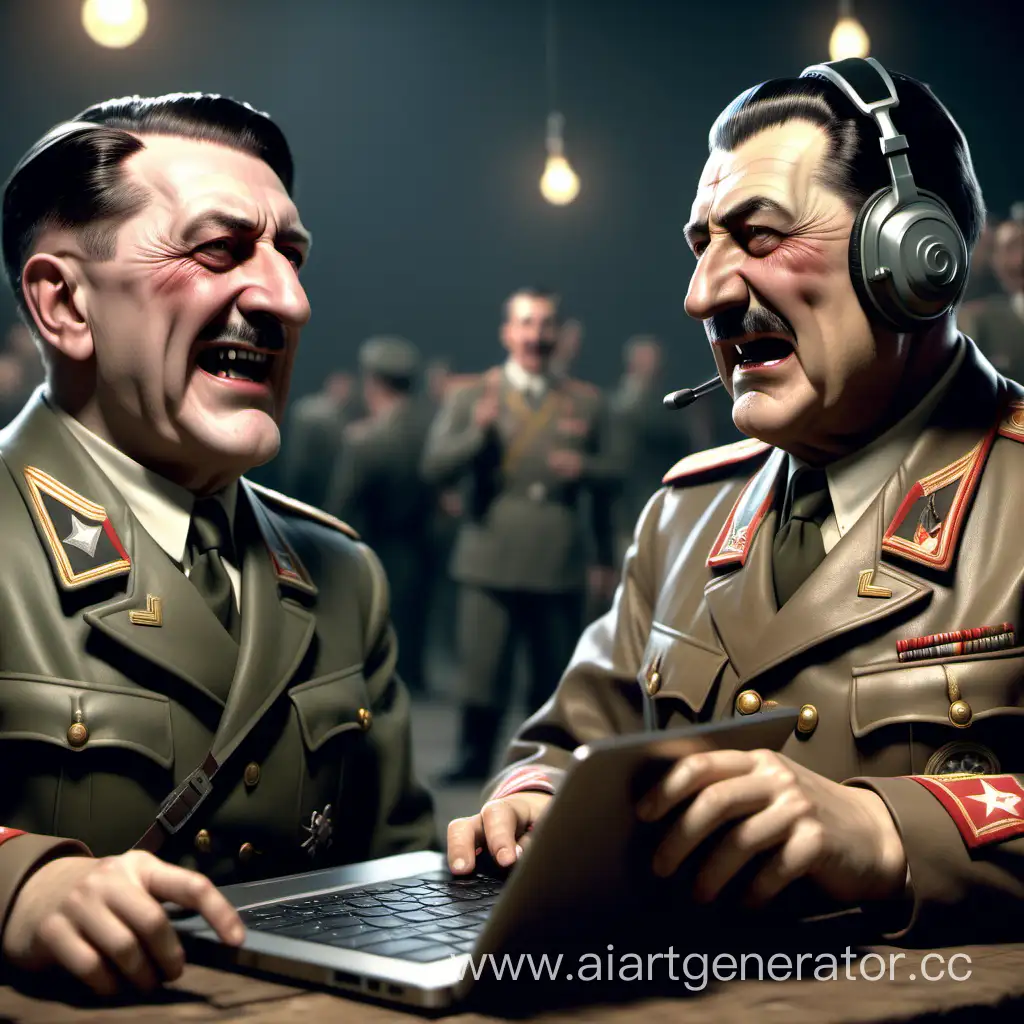 Adolf-Hitler-and-Josef-Stalin-Playing-Tank-Games-Comedic-Cartoony-Scene