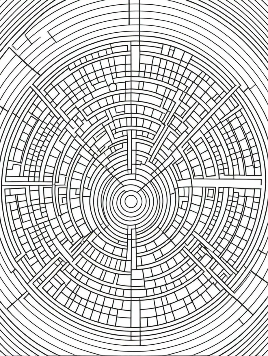 Geometric Vector Coloring Page with Lines and Squares