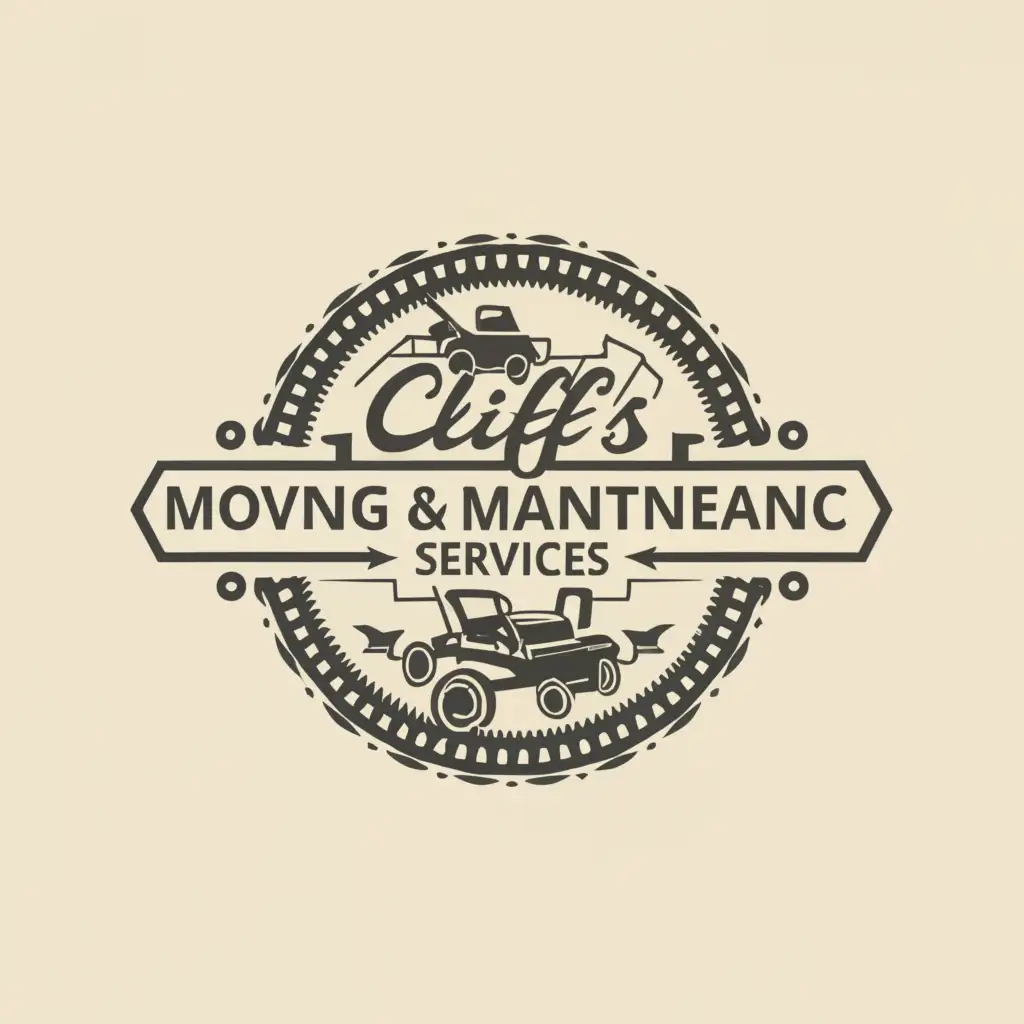 a logo design,with the text "cliff's mowing & maintenance services", main symbol:Mower,complex,clear background
