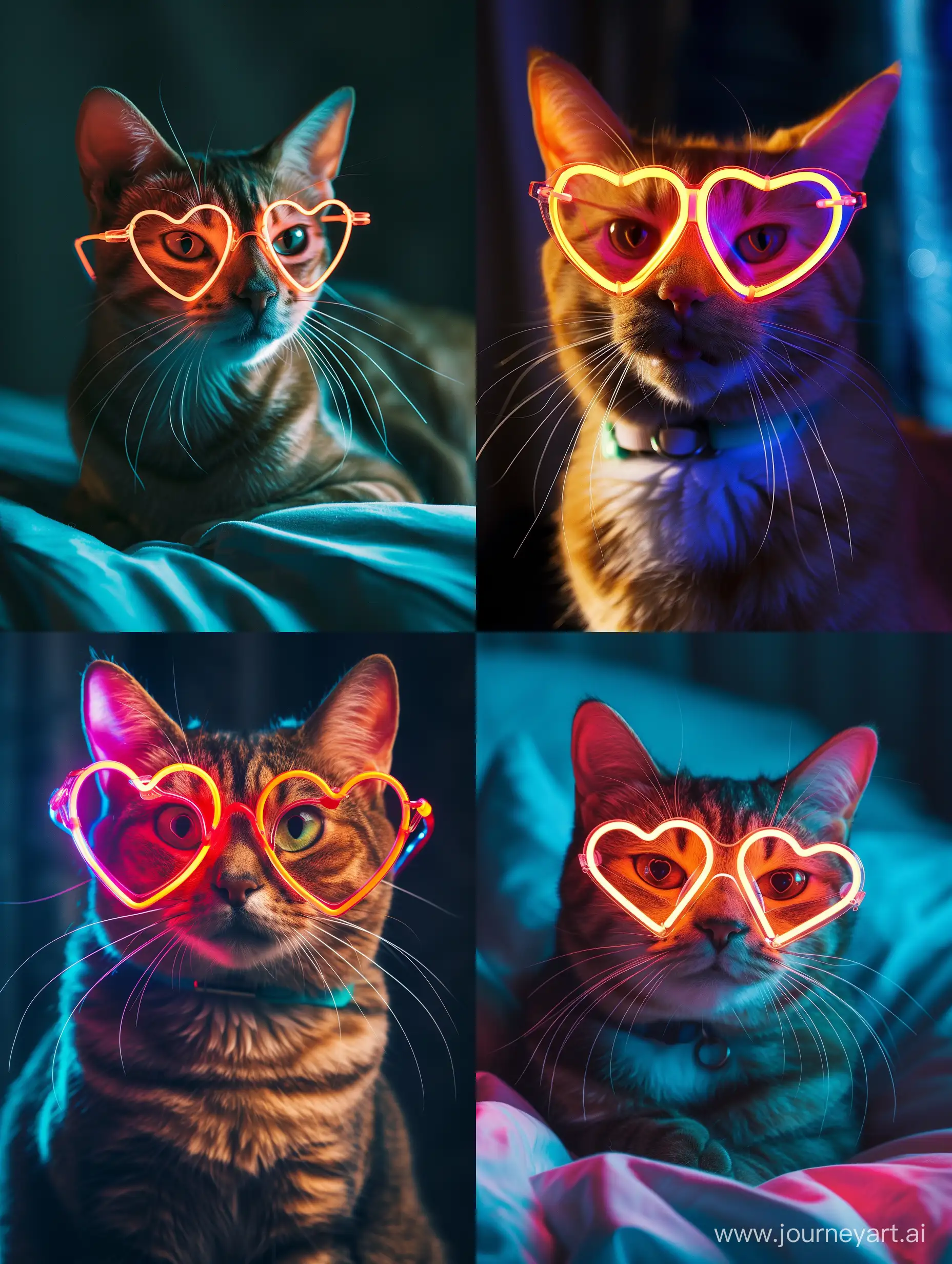 Adorable-Cat-Wearing-HeartShaped-Neon-Glasses
