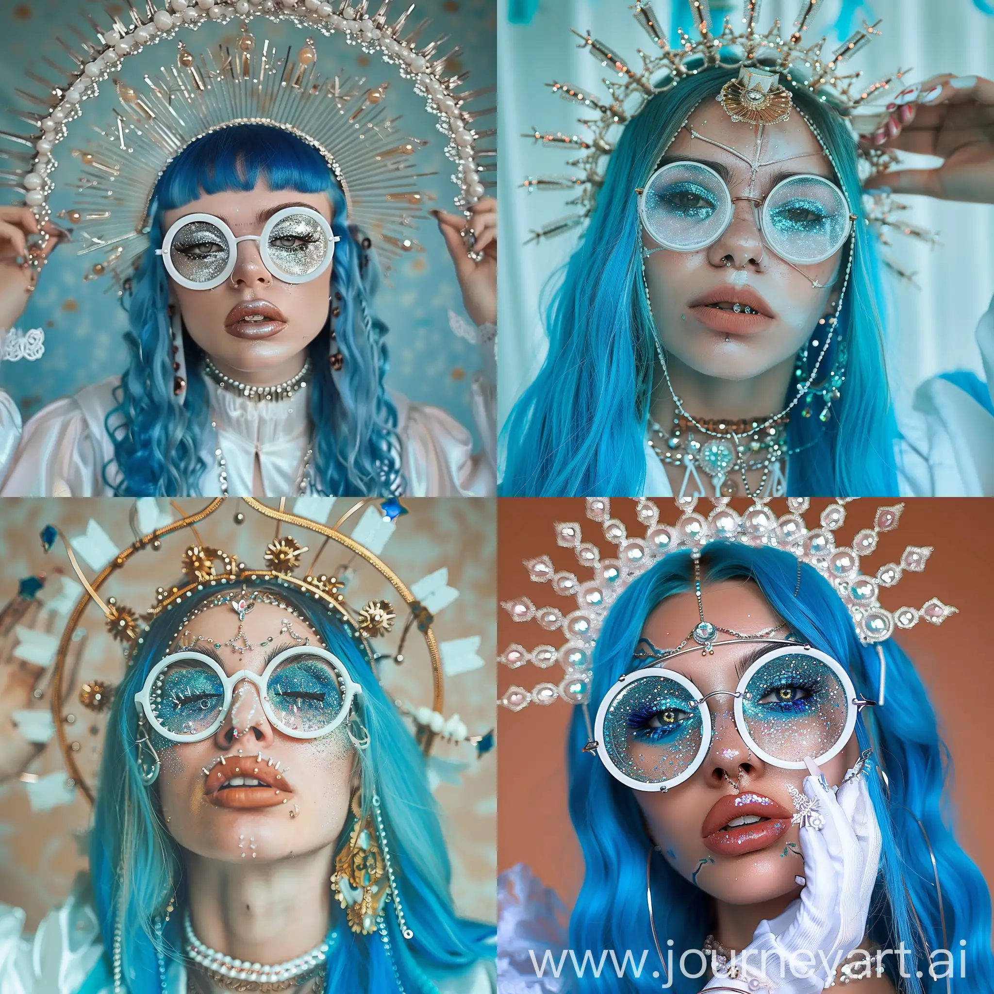 Futuristic-Woman-with-Blue-Hair-and-Glittery-Makeup-in-Zuckerpunk-Style