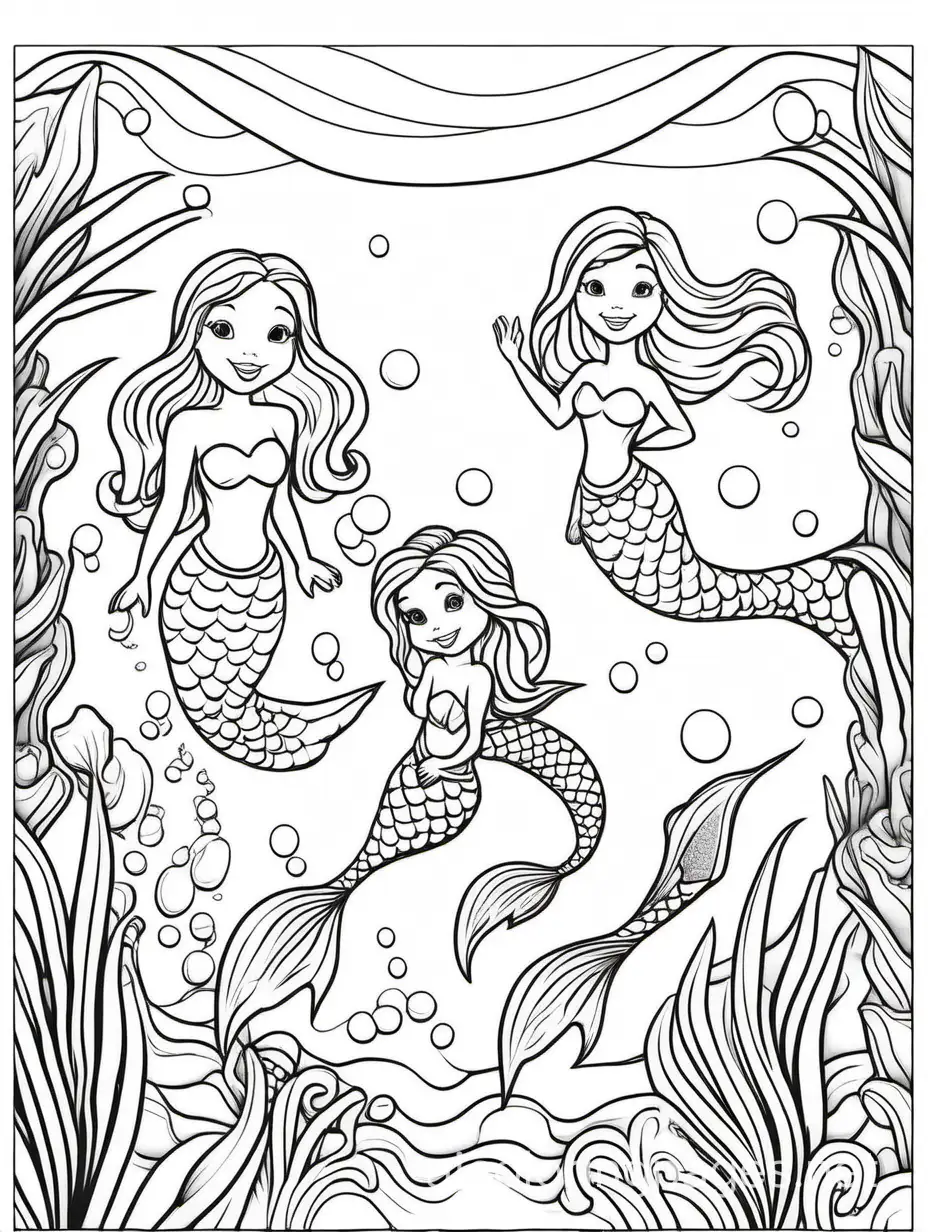 """
mermaids


, Coloring Page, black and white, line art, white background, Simplicity, Ample White Space. The background of the coloring page is plain white to make it easy for young children to color within the lines. The outlines of all the subjects are easy to distinguish, making it simple for kids to color without too much difficulty
"""