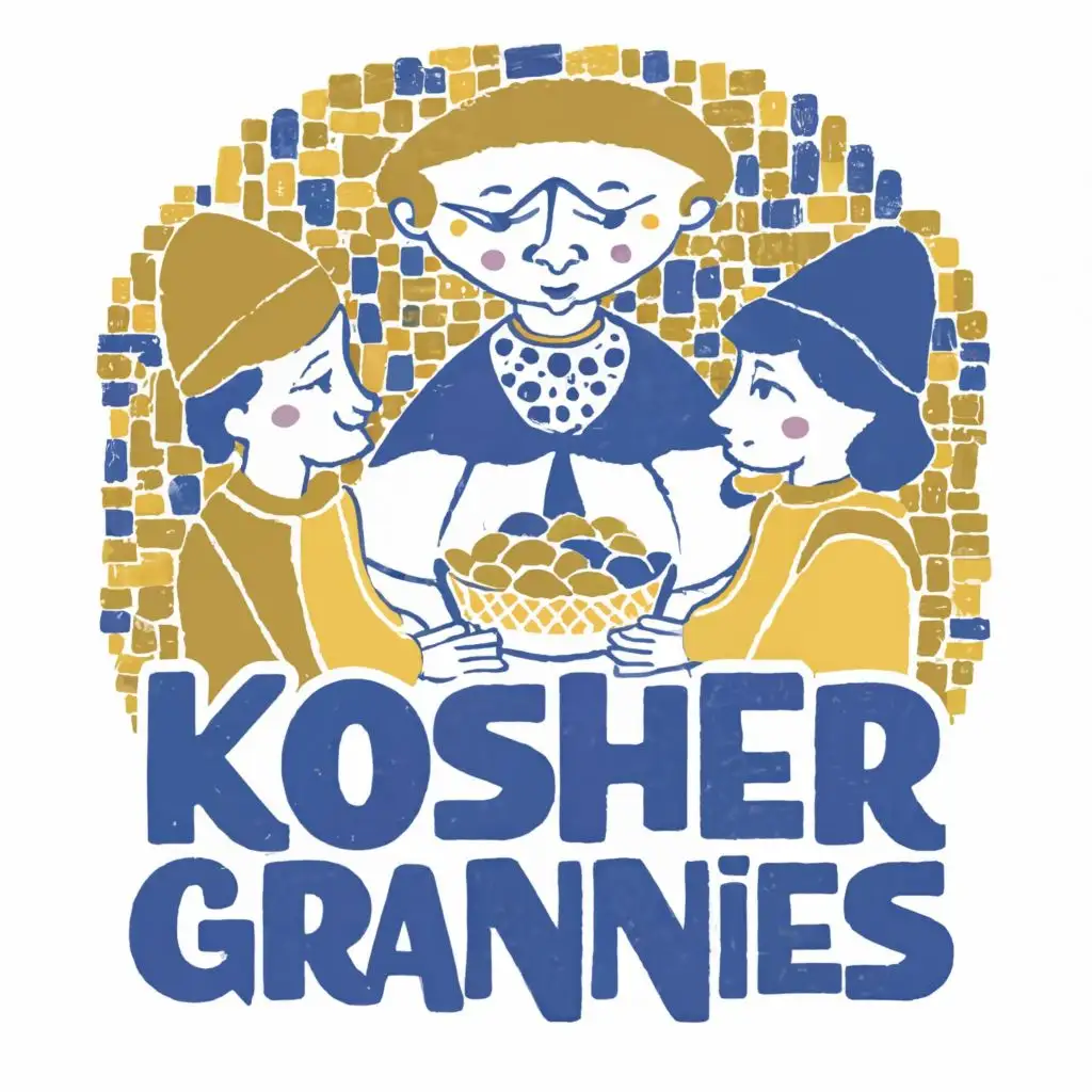 LOGO-Design-For-Kosher-Grannies-Vibrant-Yellow-Blue-Palette-Celebrating-Family-and-Tradition